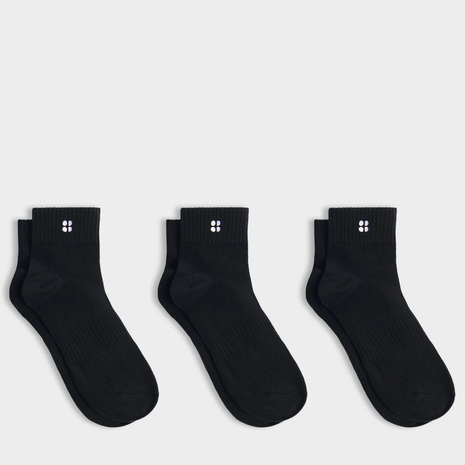 Sweaty Betty Women's 3 Pack Essentials Cotton Rich Ankle High Socks - Medium-Large - Black