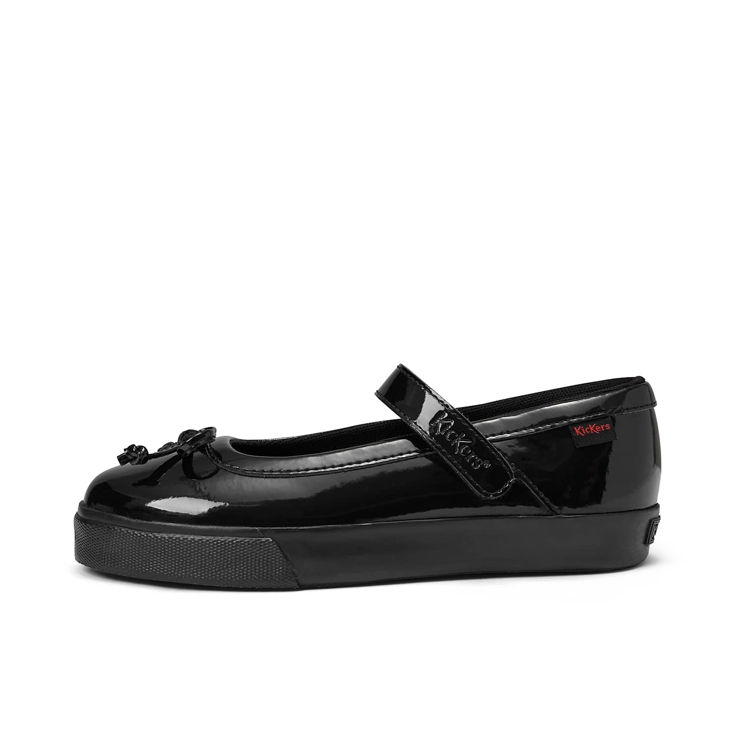 Kickers Girls Patent Mary Jane Bow School Shoes (7 Small-12 Small) - 8 - Black - Available at M&S