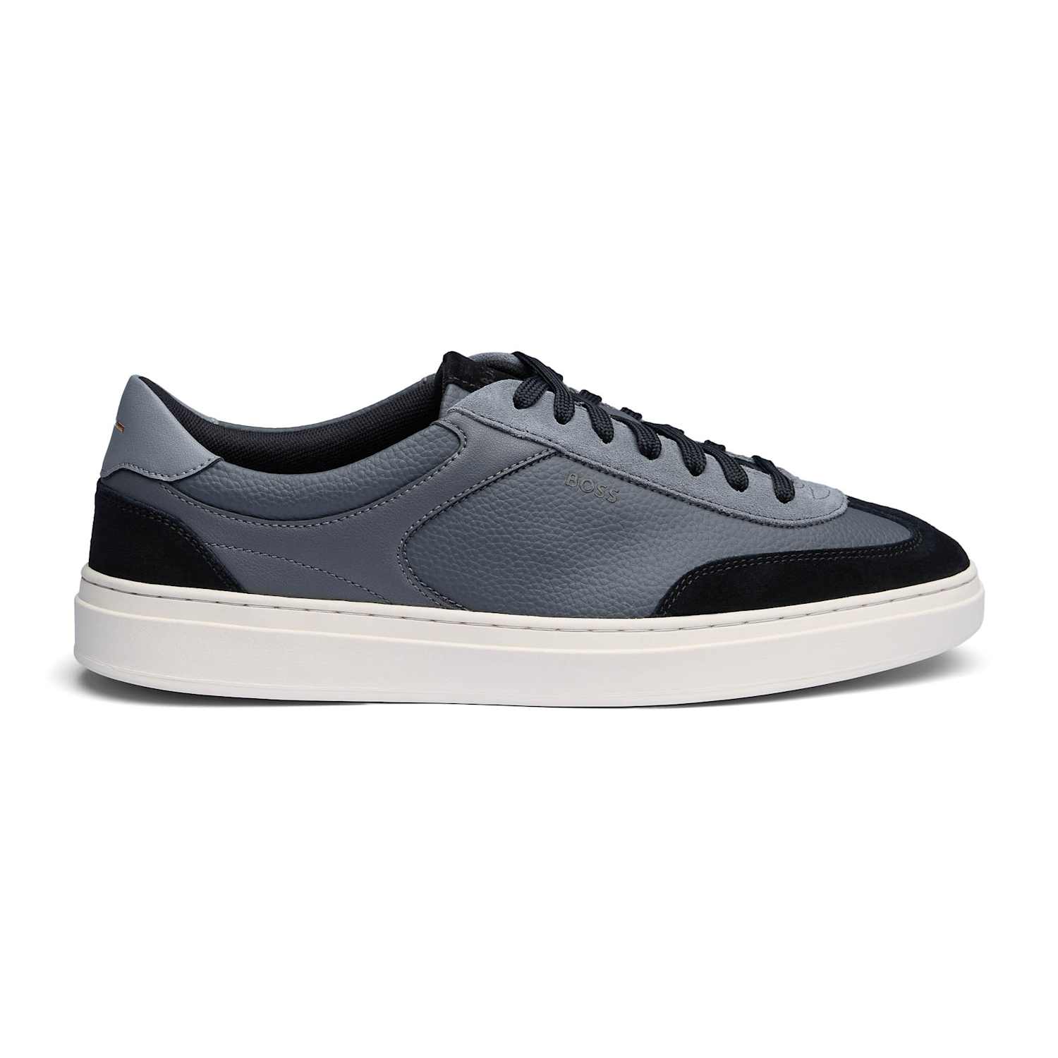 Boss Men's Leather Lace Up Trainers - 11 - Grey Mix - Available at M&S