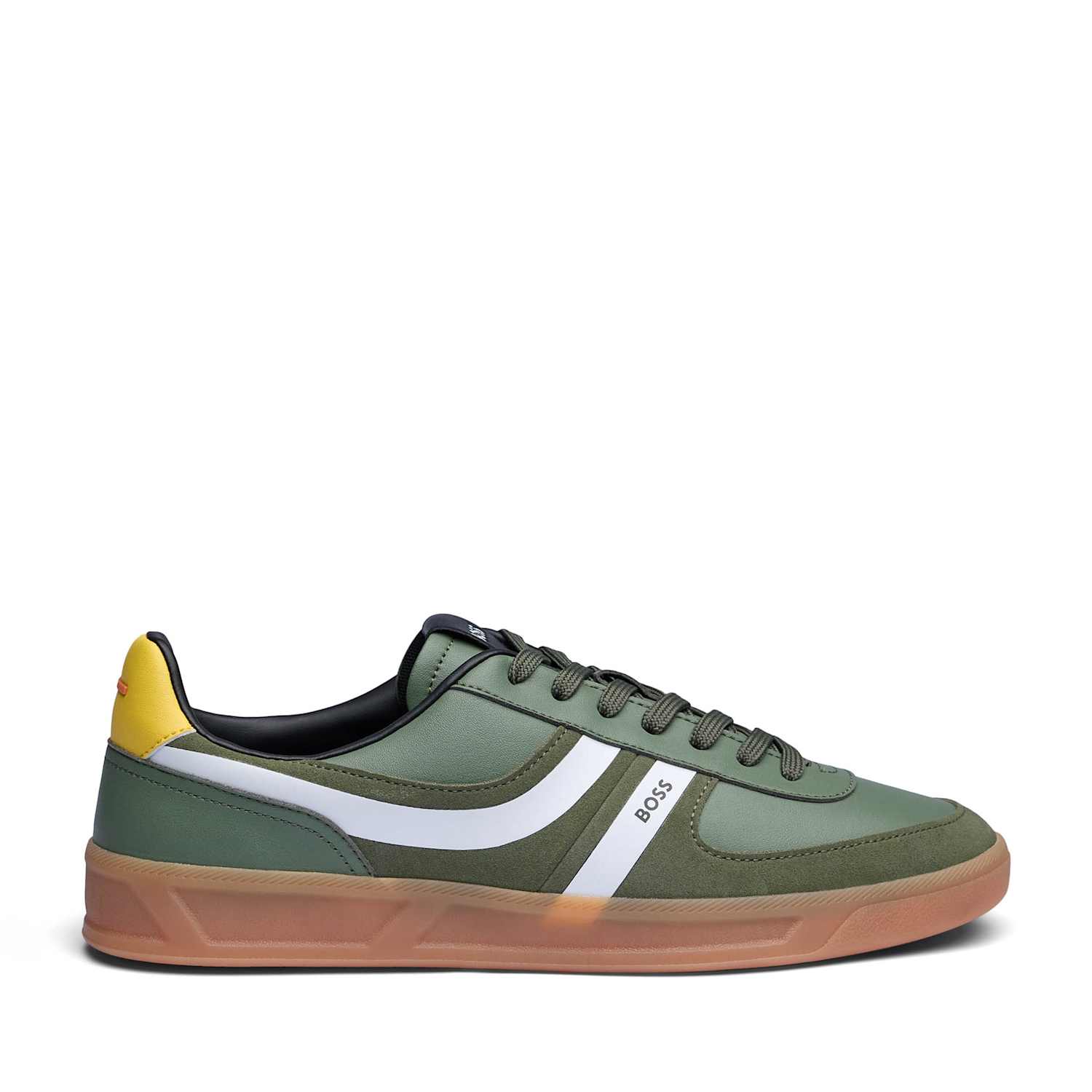 Hugo Men's Leather Lace Up Trainers - 11 - Green Mix - Available at M&S