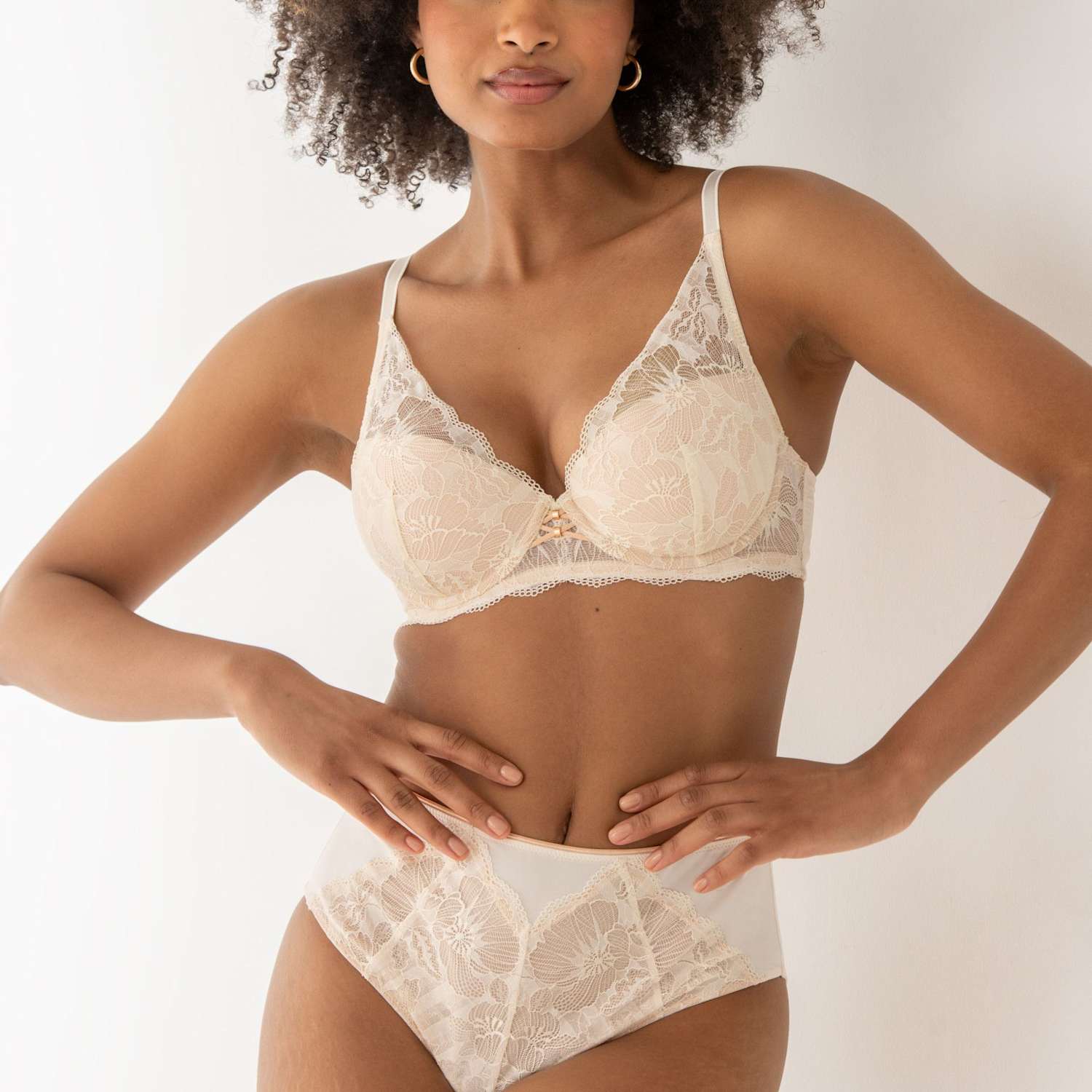 Pour Moi Women's Atelier High Apex Lightly Padded Bra (B-F) - 38E - Ivory Mix - Available at M&S