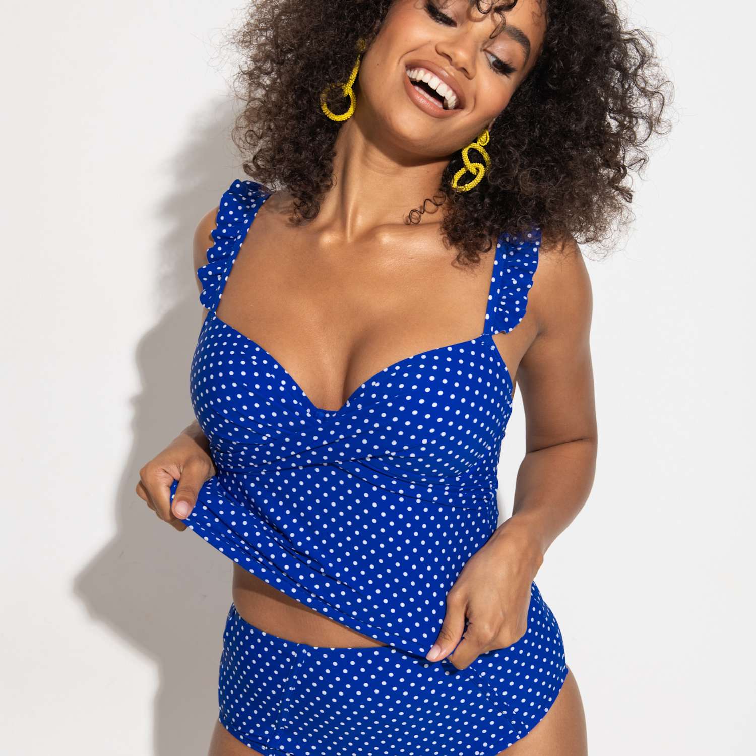 Pour Moi Women's Sicily Polka Dot Wired Padded Tankini Top - 38/G - Blue Mix - Available at M&S