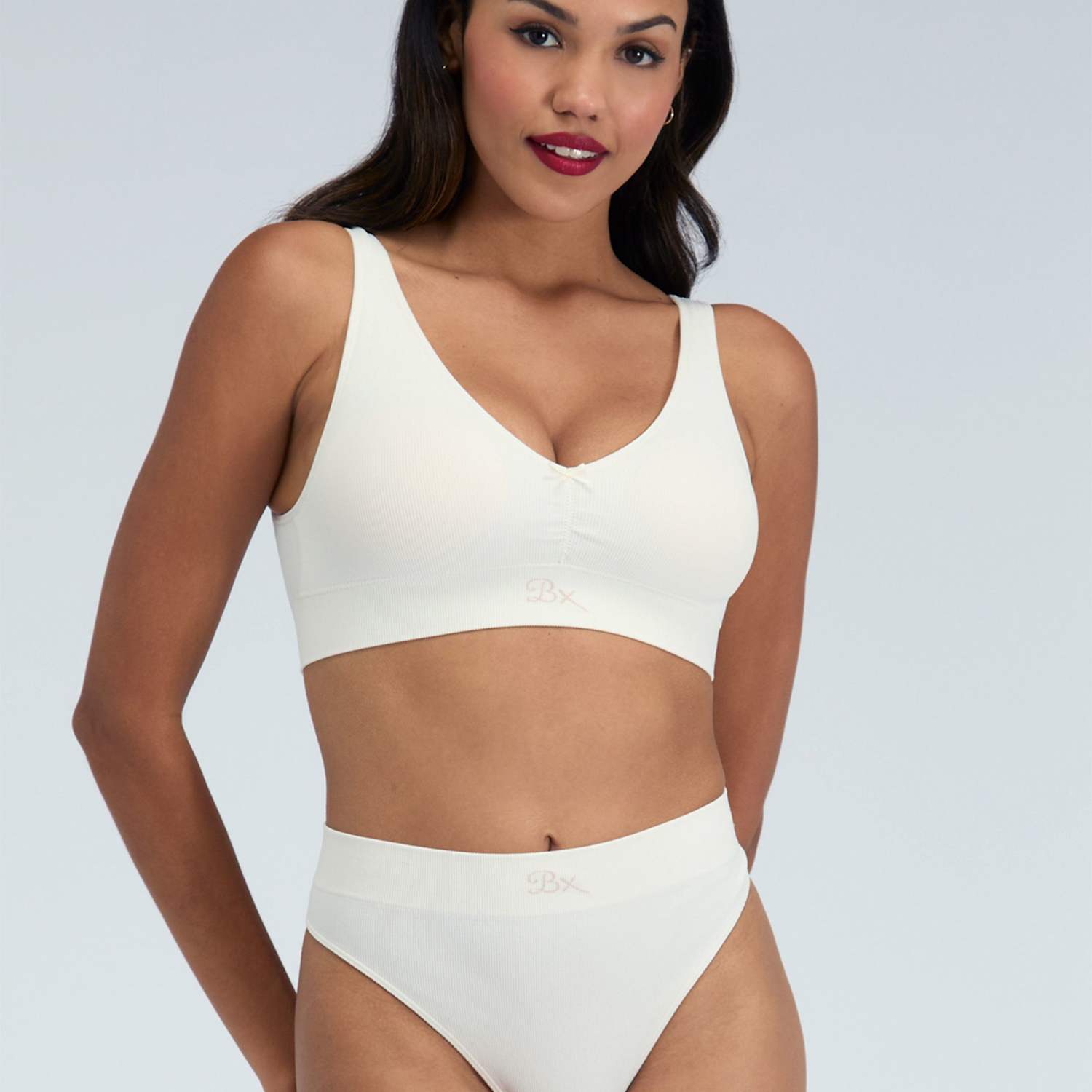 Boux Avenue Women's Rib Seamless Ruche Non Wired Bralette - Small - Cream - Available at M&S
