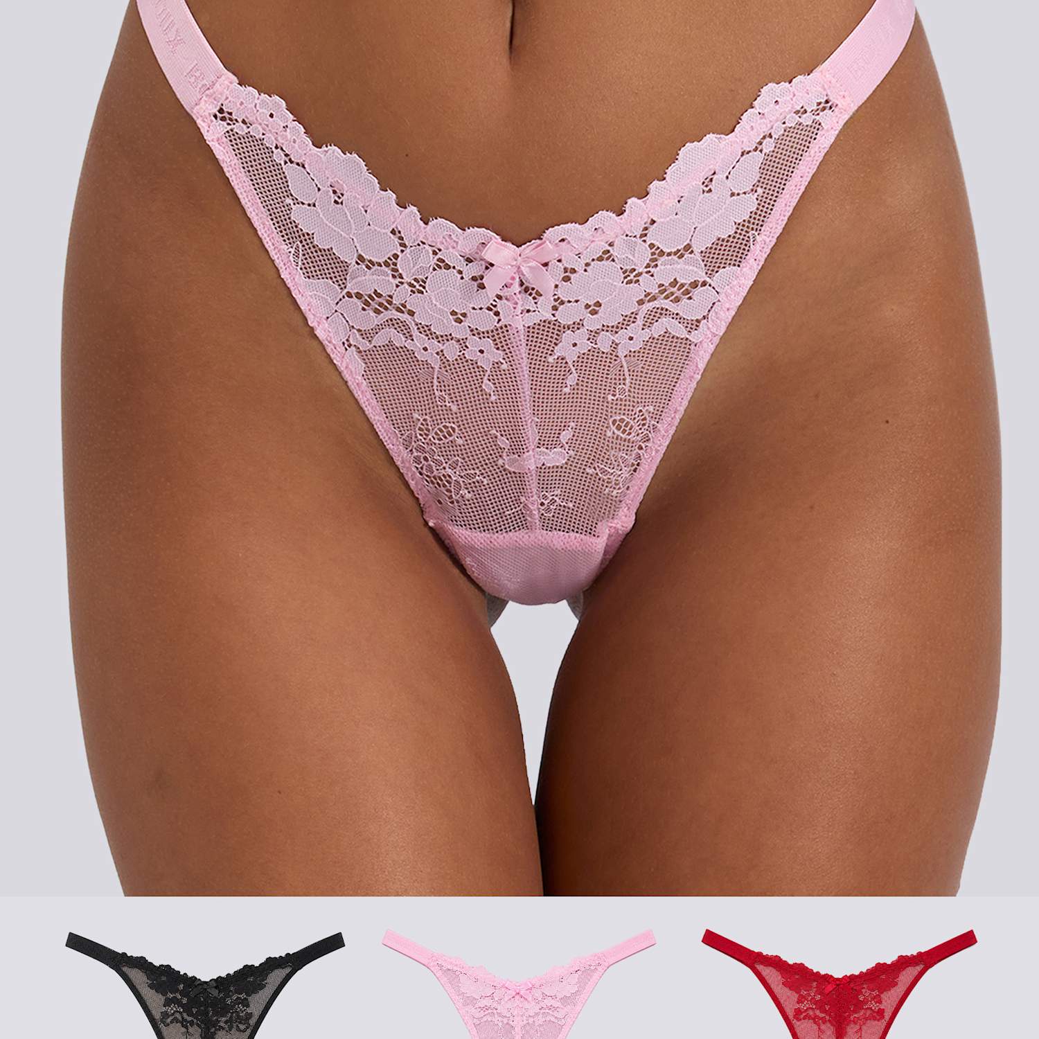 Boux Avenue Women's 3 Pack Fran Lace Thongs - 16 - Black Mix - Available at M&S