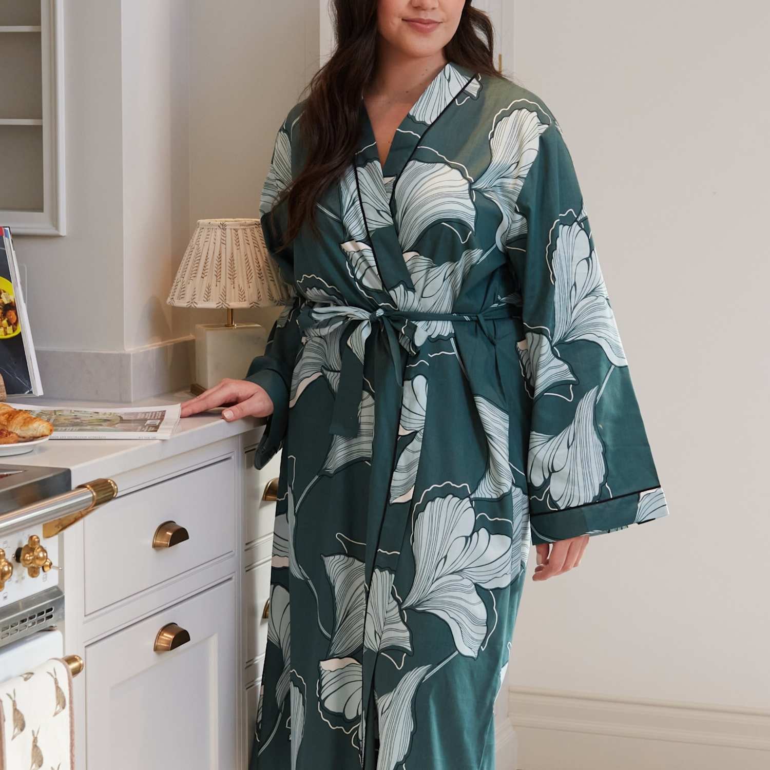 Cyberjammies Women's Cotton Modal Floral Dressing Gown - 12 - Green Mix - Available at M&S