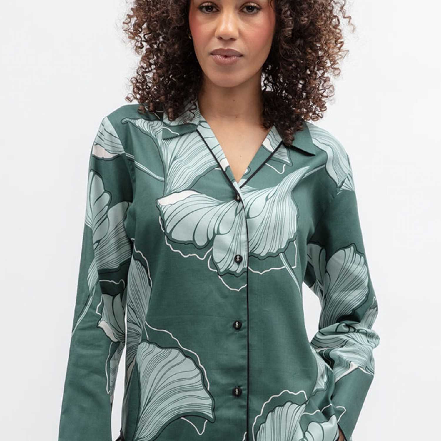 Cyberjammies Women's Cotton Modal Floral Pyjama Top - 28 - Green Mix - Available at M&S