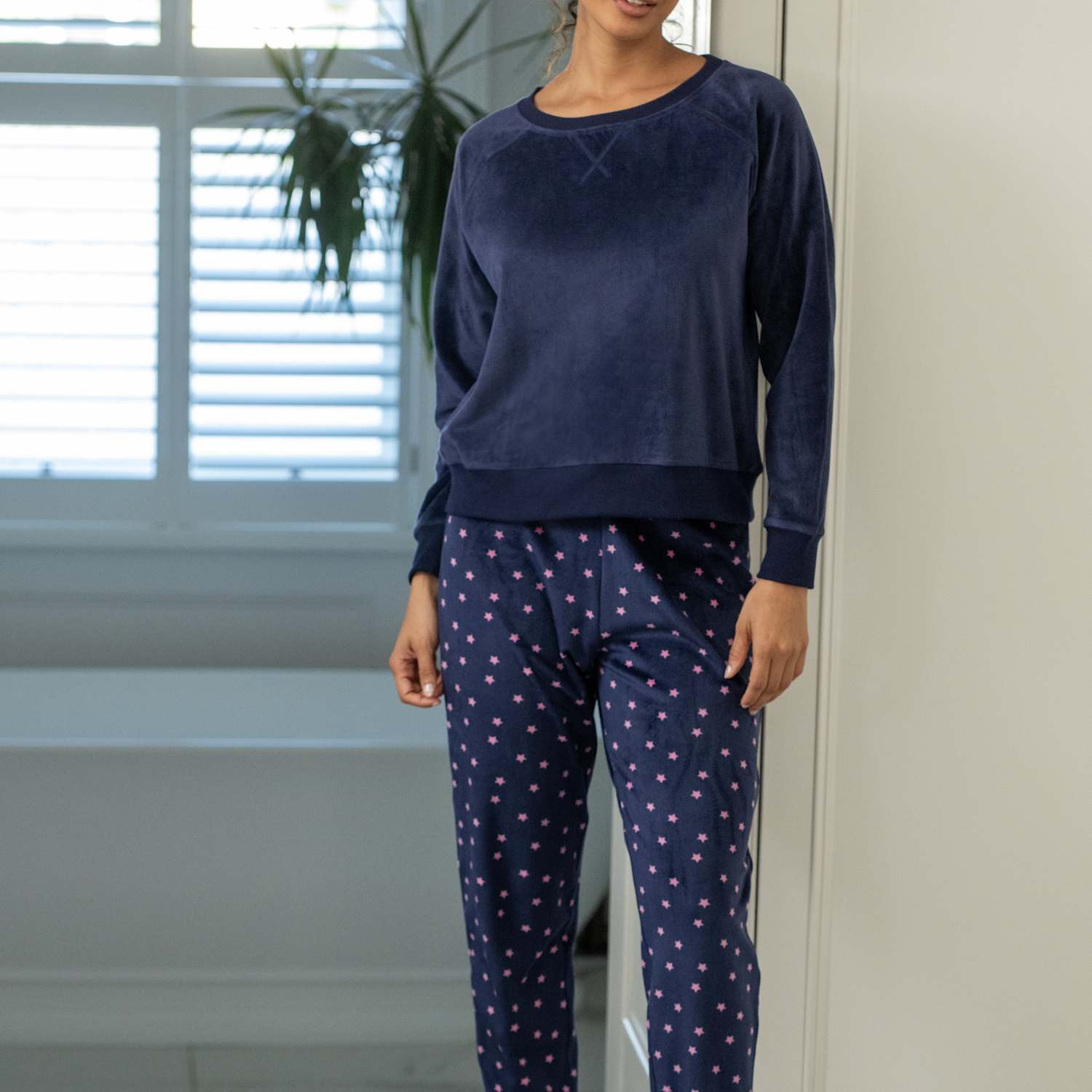 Pour Moi Women's Fleece Heart Print Pyjama Set - 20 - Navy Mix - Available at M&S