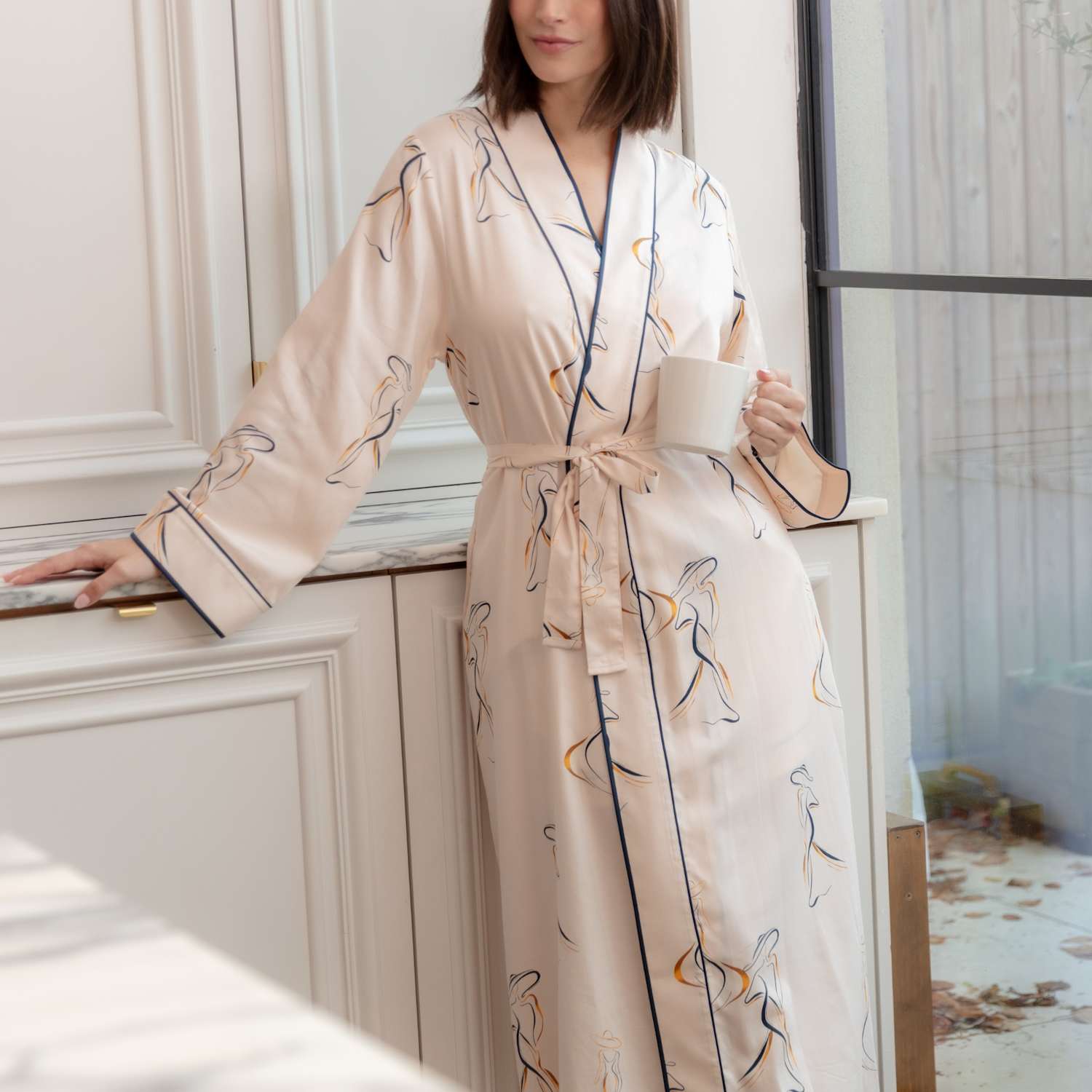 Cyberjammies Women's Fable and Eve Cotton Modal Printed Dressing Gown - 14 - Cream Mix - Available at M&S
