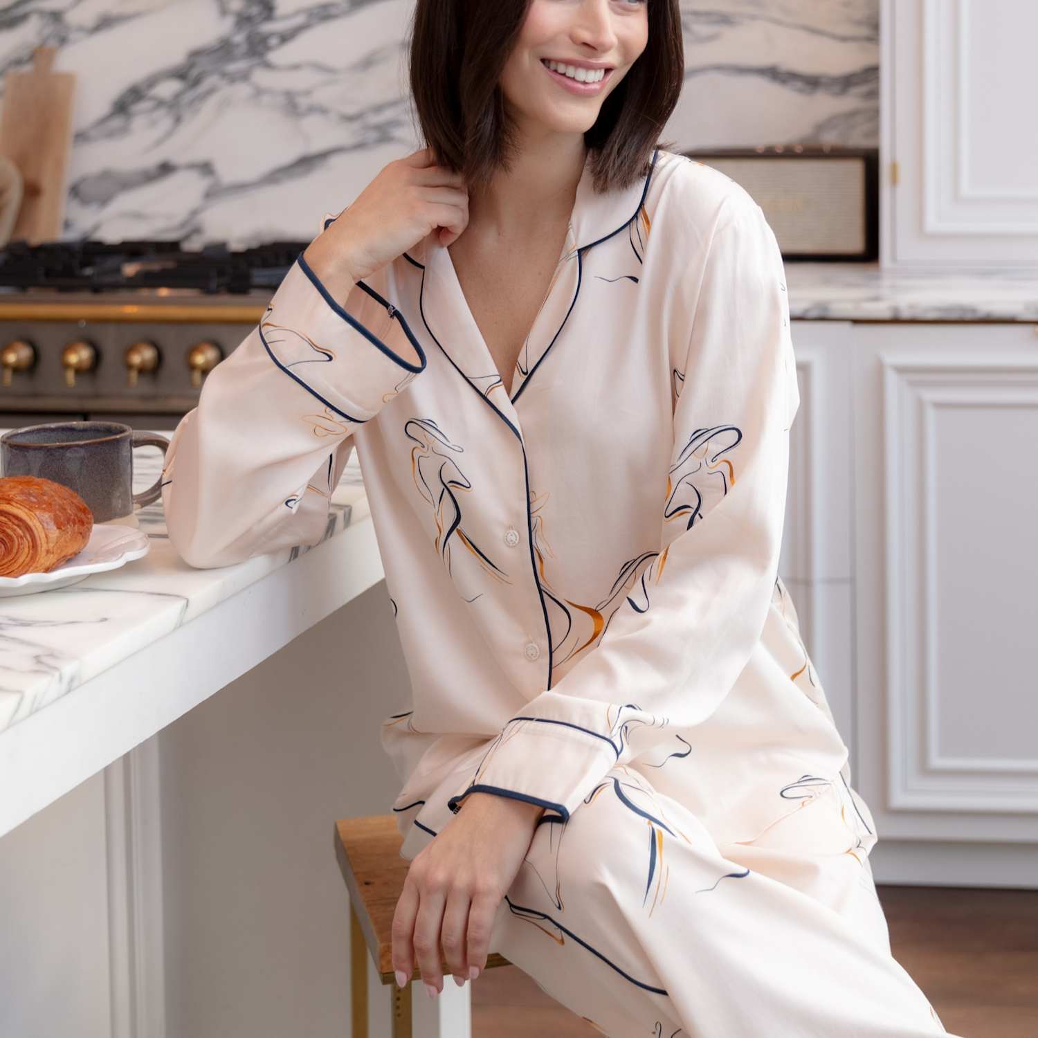 Cyberjammies Women's Fable and Eve Cotton Modal Printed Pyjama Set - 12 - Cream Mix - Available at M&S