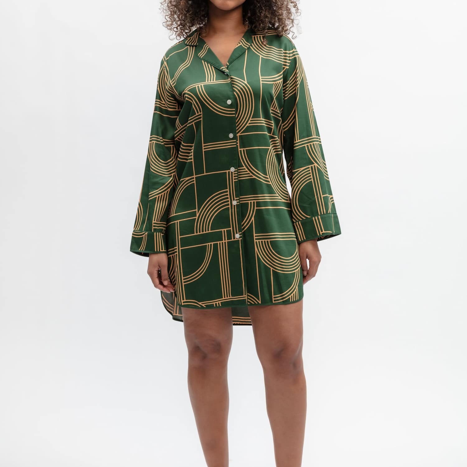 Cyberjammies Women's Fable and Eve Cotton Modal Geometric Nightshirt - 12 - Green Mix - Available at M&S