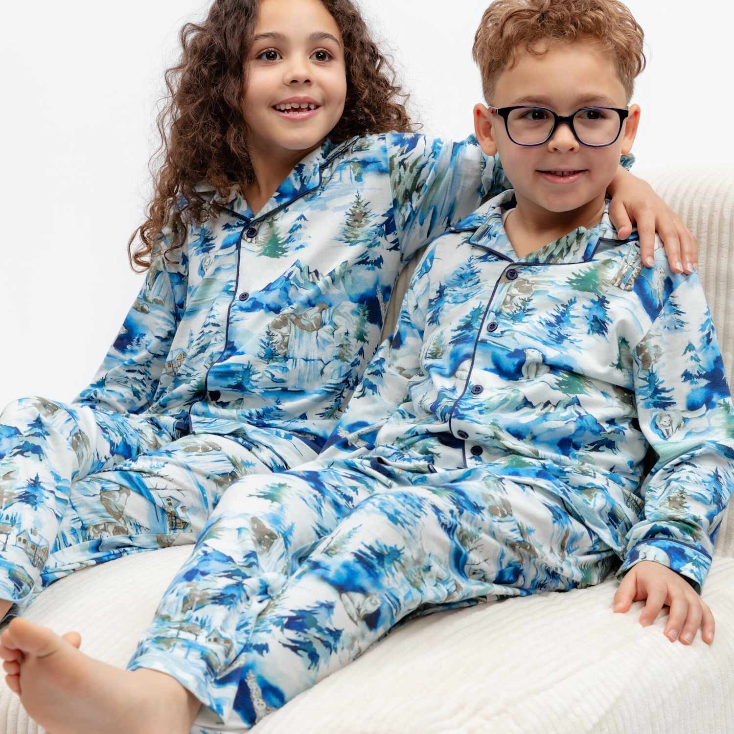 Cyberjammies Boys Cotton Blend Family Christmas Printed Pyjama Set (2-13 Yrs) - 12-13 Years - Blue Mix - Available at M&S