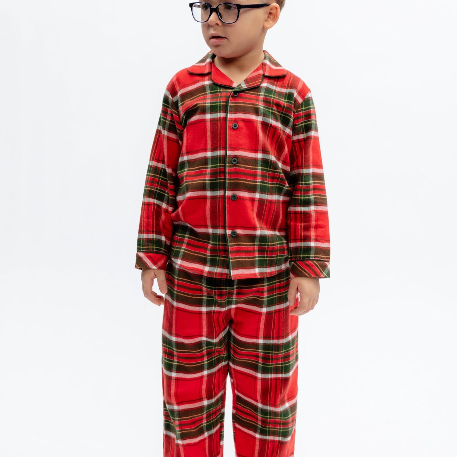 Cyberjammies Boys Pure Cotton Checked Family Christmas Pyjama Set (2-13 Yrs) - 2-3 Years - Red Mix - Available at M&S