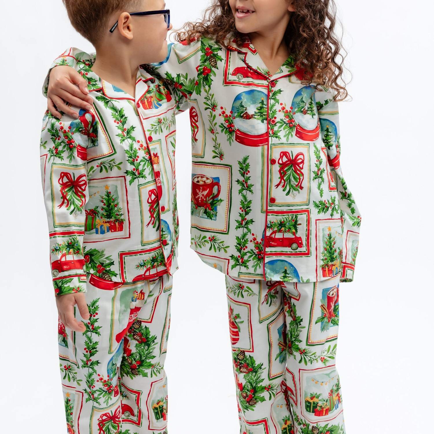 Cyberjammies Kids Cotton Blend Family Christmas Print Pyjama Set (2-13 Yrs) - 12-13 Years - Red Mix - Available at M&S