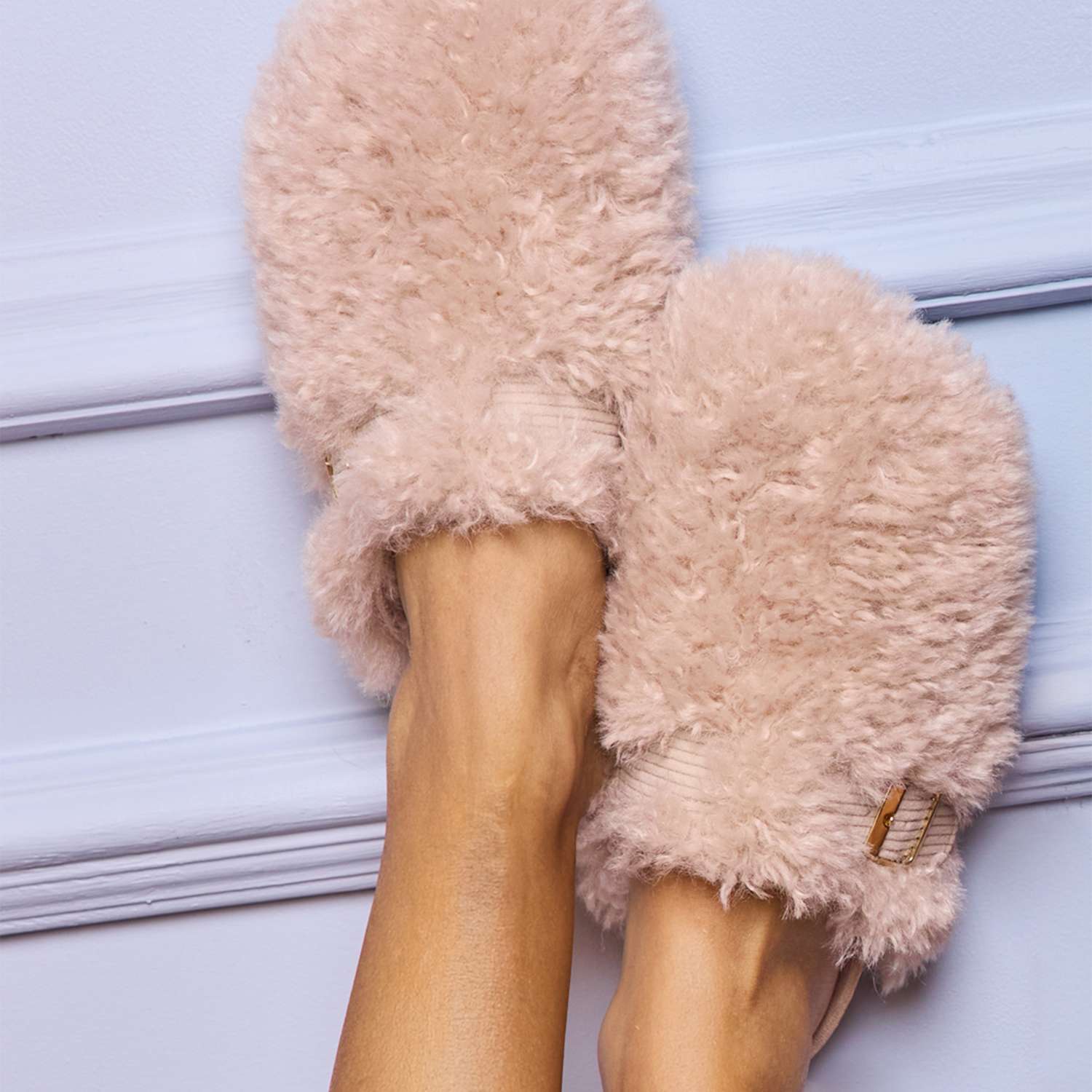 Boux Avenue Women's Borg Clog Mule Slippers - 3-4 - Beige - Available at M&S