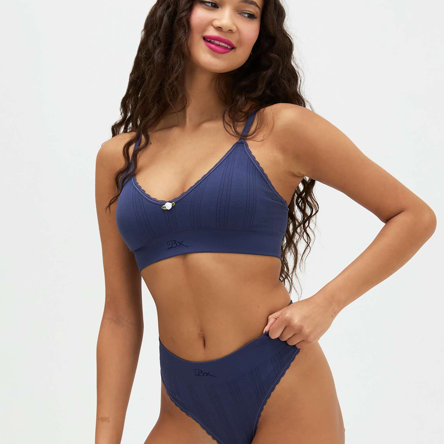 Boux Avenue Women's Pointelle Seamless Bralette - Extra Small - Navy - Available at M&S