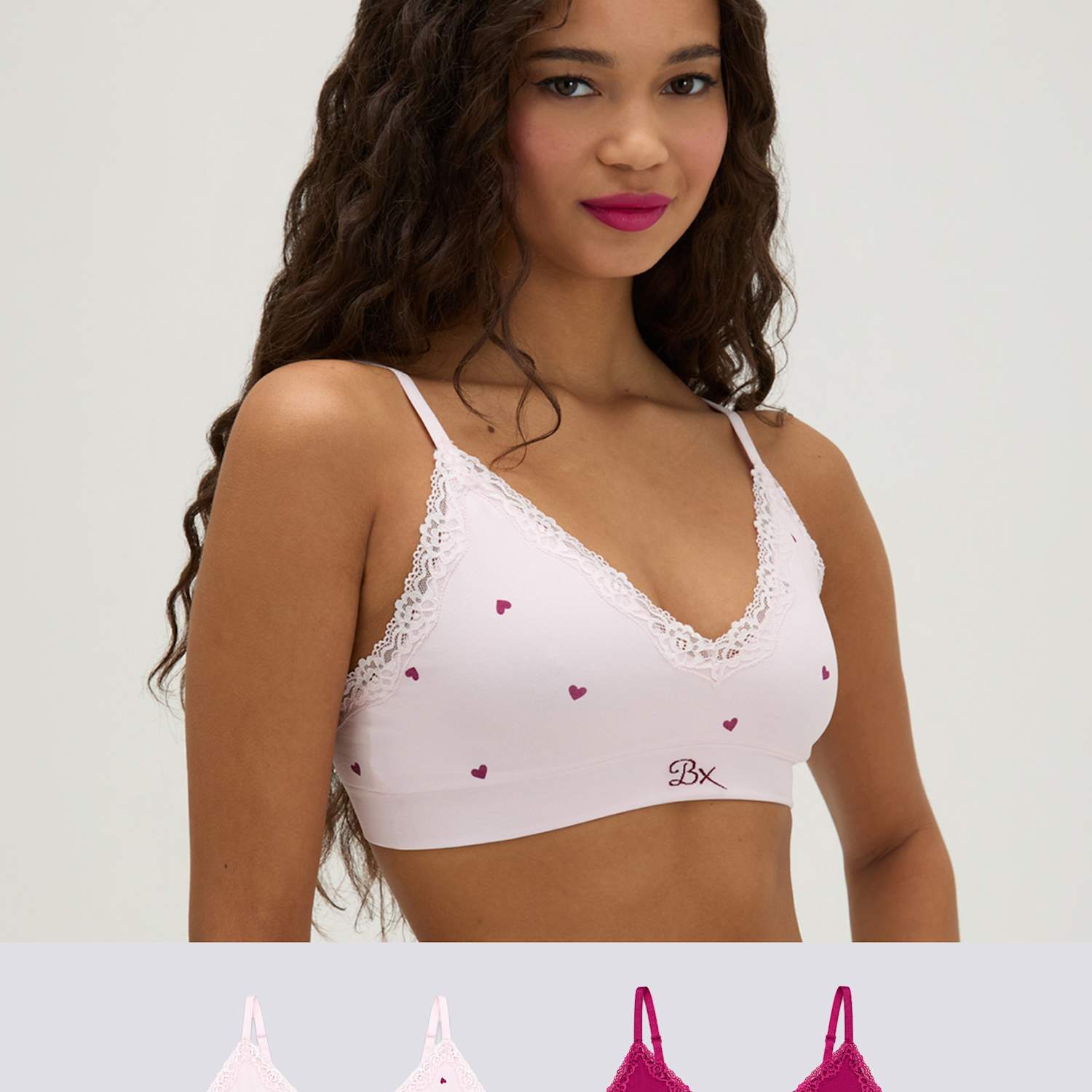 Boux Avenue Women's 2 Pack Lace Seamless Bralettes - Medium - Berry - Available at M&S