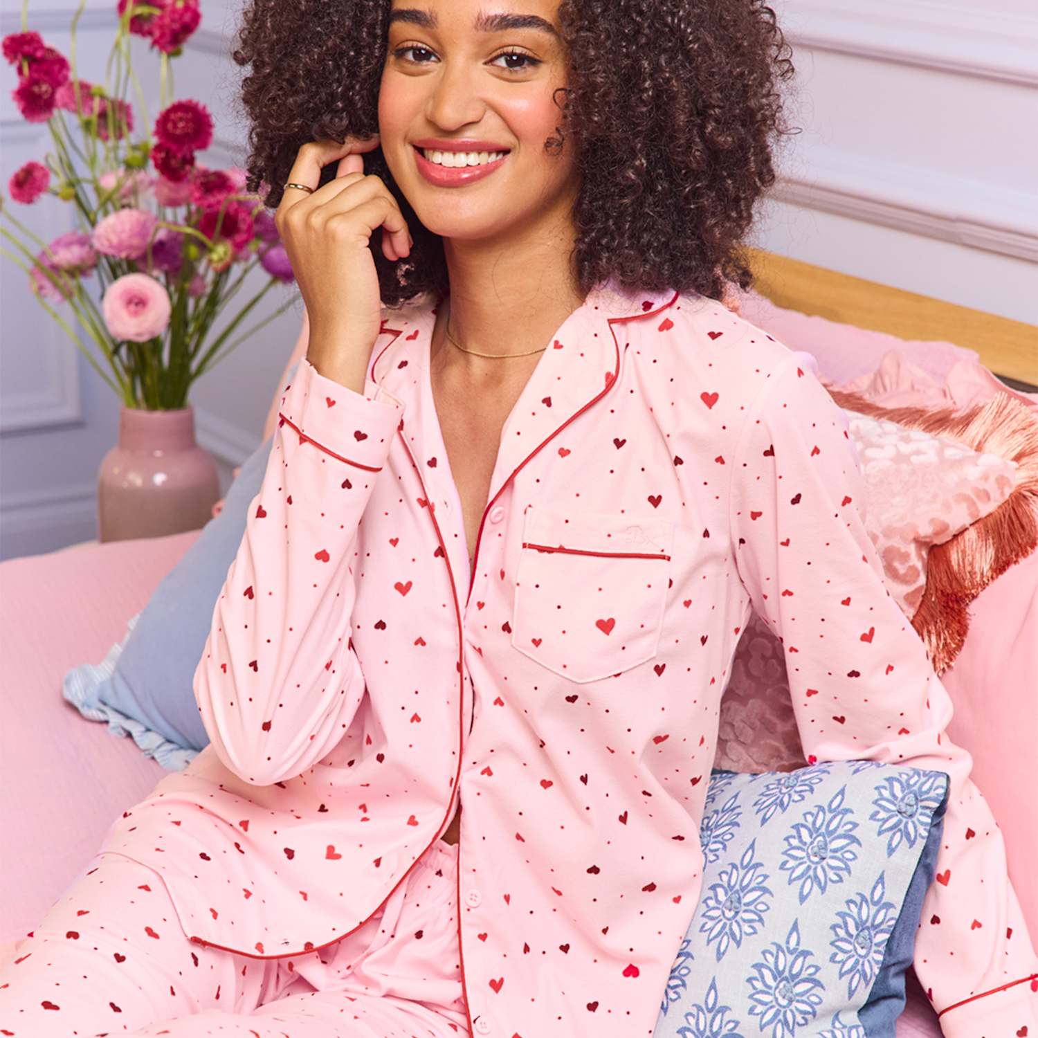 Boux Avenue Women's Fleece Heart Pyjama Set in a Bag - 18 - Pink Mix - Available at M&S