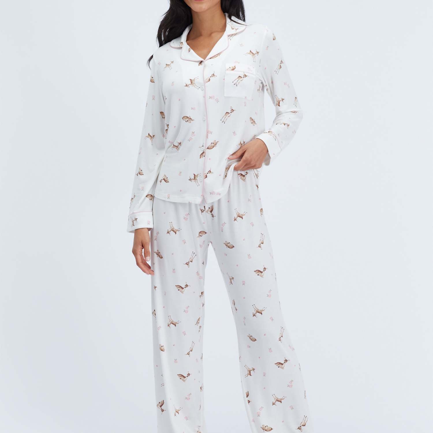 Boux Avenue Women's Print Long Pyjama Set - 16 - Ivory Mix - Available at M&S