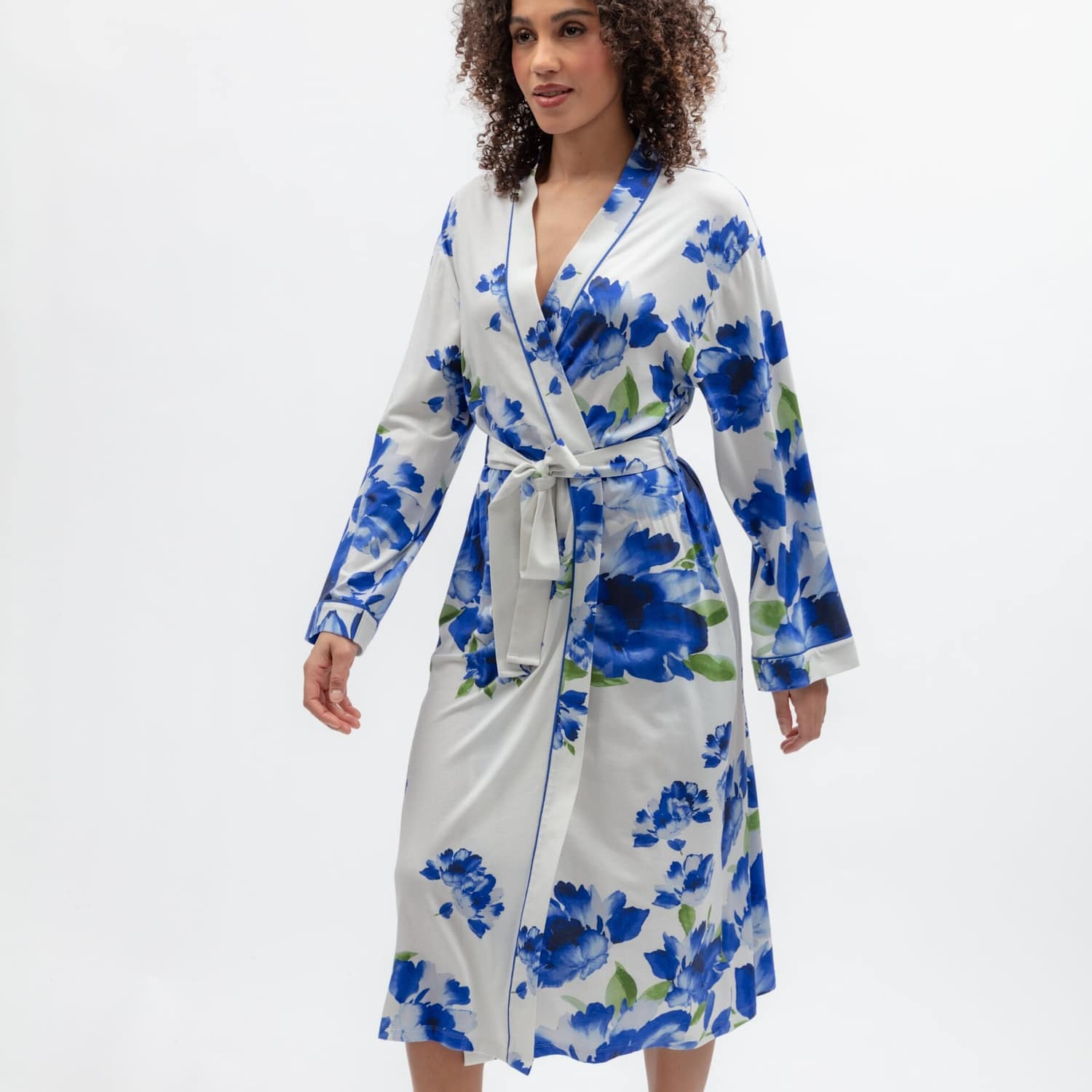 Cyberjammies Women's Jersey Floral Tie Dressing Gown - 8 - Blue Mix - Available at M&S