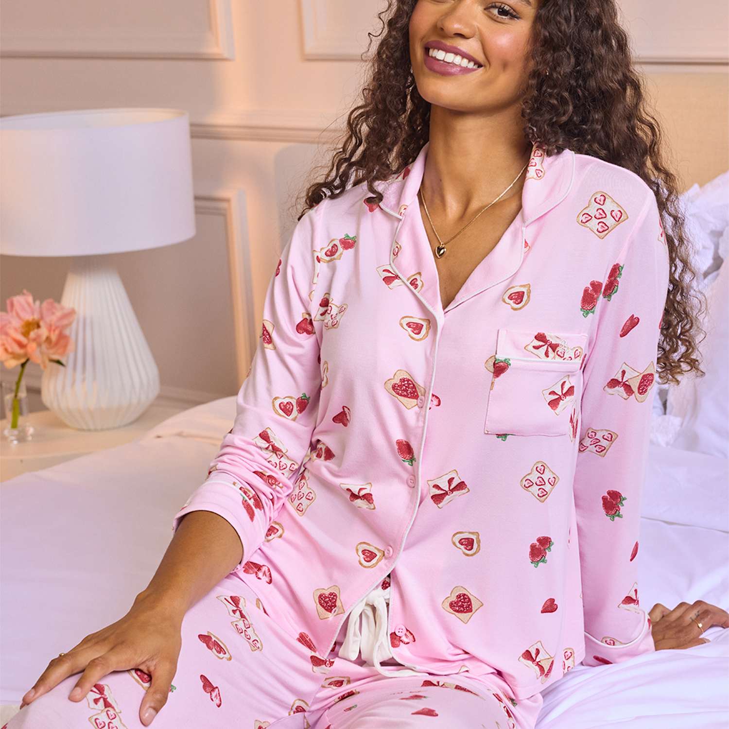 Boux Avenue Women's Modal Rich Strawberry Print Pyjama Set - 12 - Pink Mix - Available at M&S