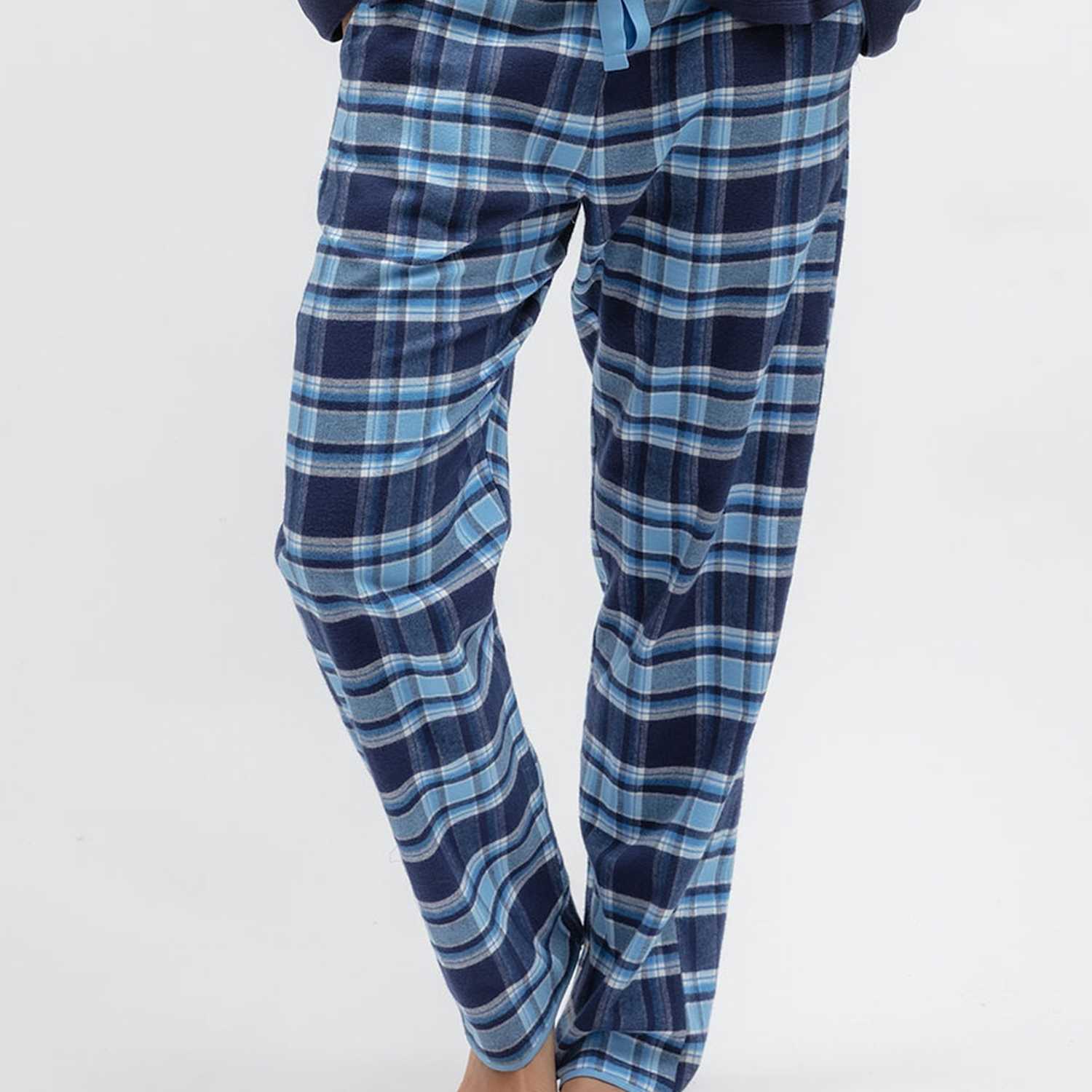 Cyberjammies Women's Family Christmas Pure Cotton Checked Pyjama Bottoms - 24 - Navy Mix - Available at M&S