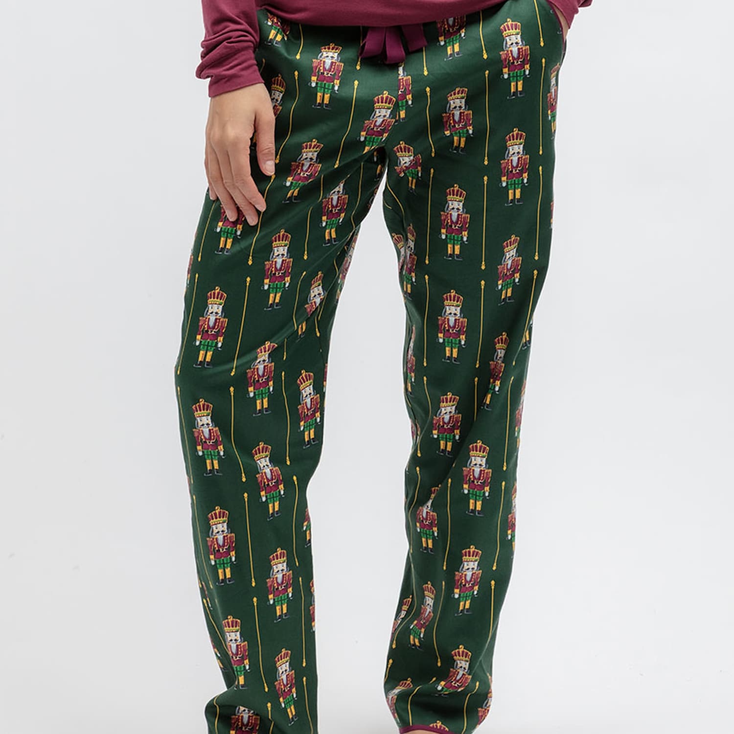 Cyberjammies Women's Cotton Modal Nutcracker Family Christmas Pyjama Bottoms - 12 - Green Mix - Available at M&S