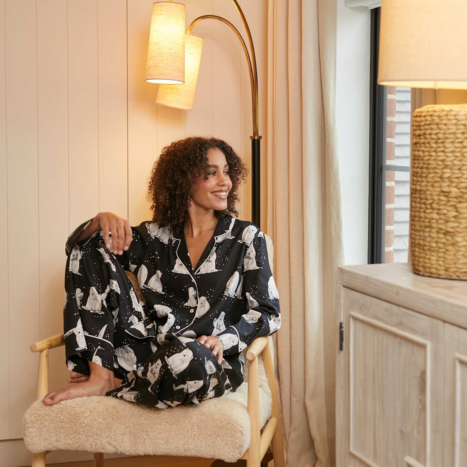 Cyberjammies Women's Family Christmas Cotton Modal Polar Bear Print Pyjama Bottoms - 10 - Black Mix - Available at M&S