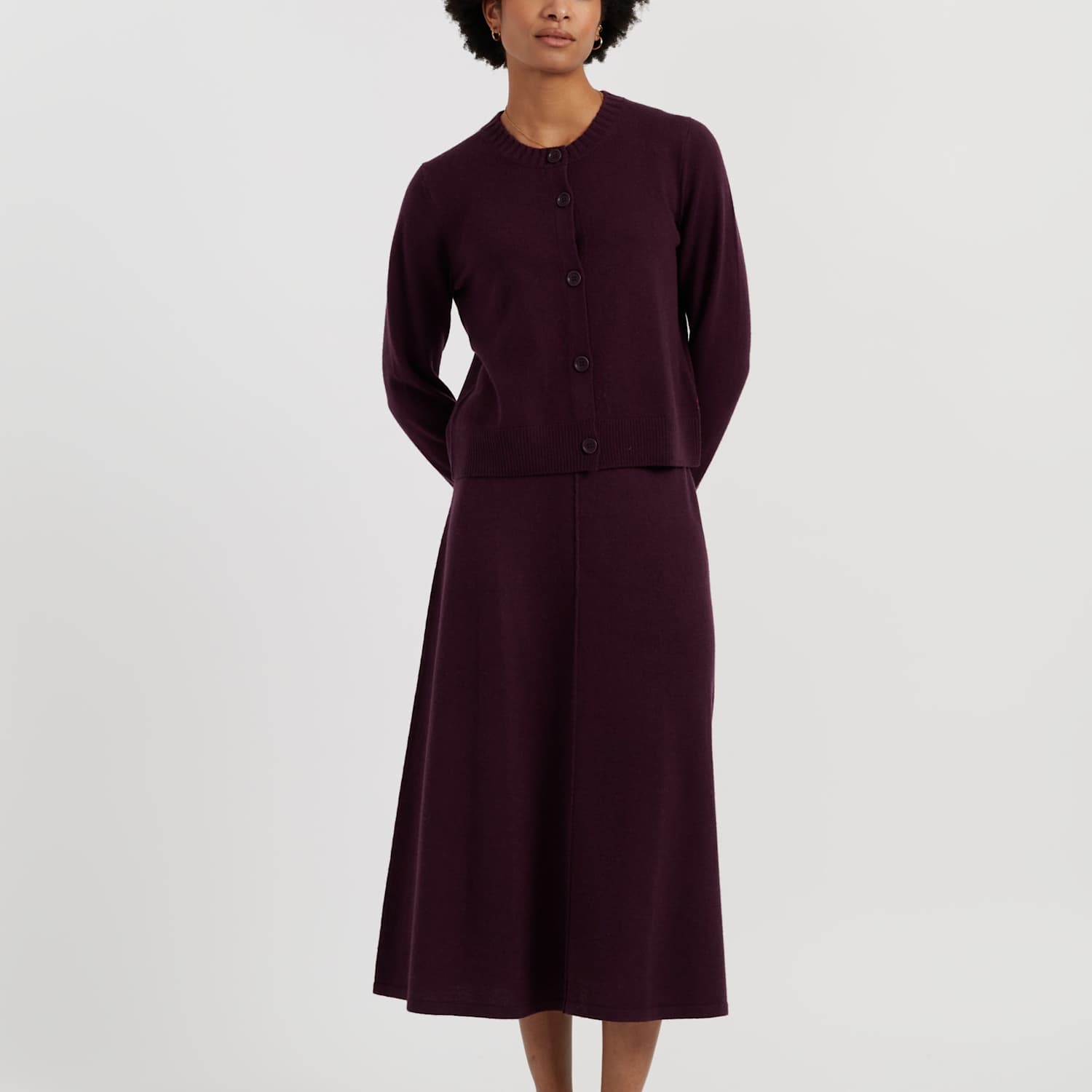 Chinti & Parker Women's Midi A-Line Skirt with Cashmere - Large - Purple - Available at M&S