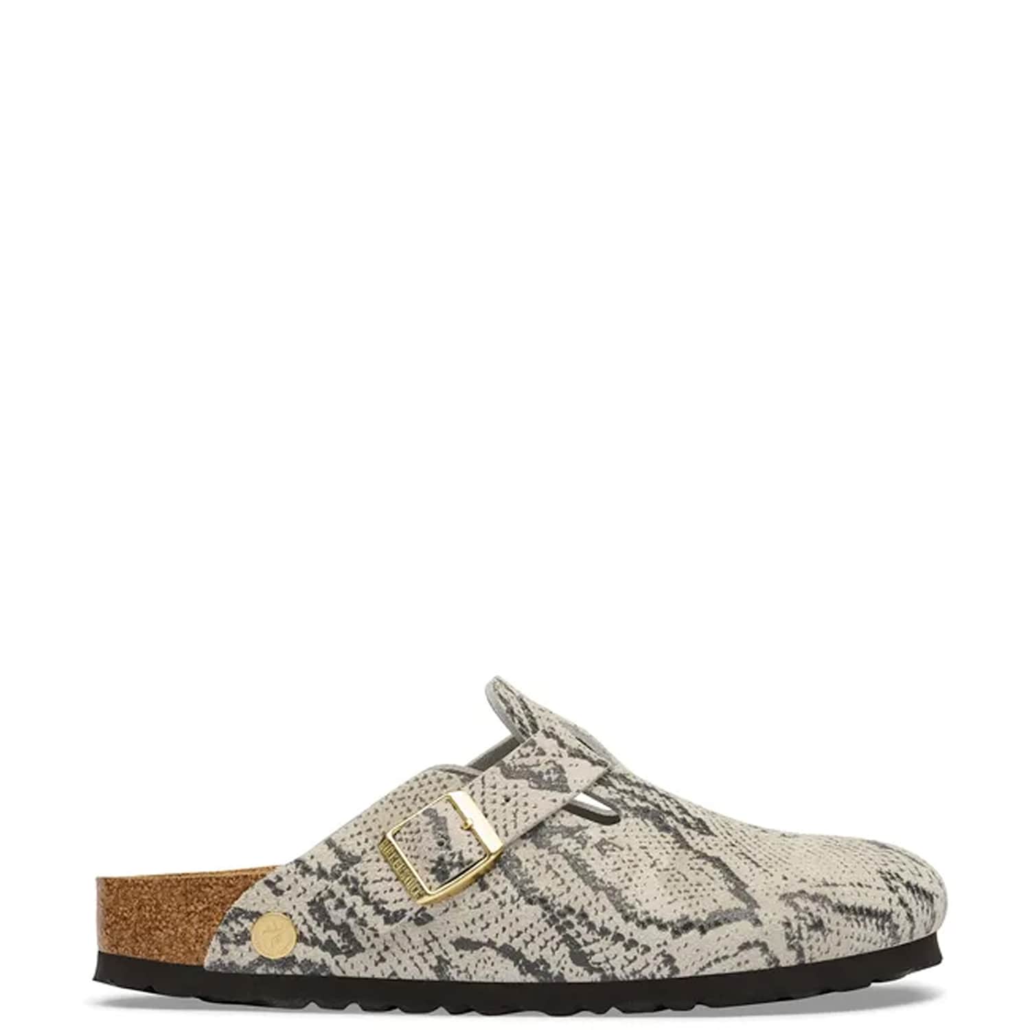 Birkenstock Women's Boston Suede Snake Print Footbed Clog Mules - 4½ - Beige - Available at M&S