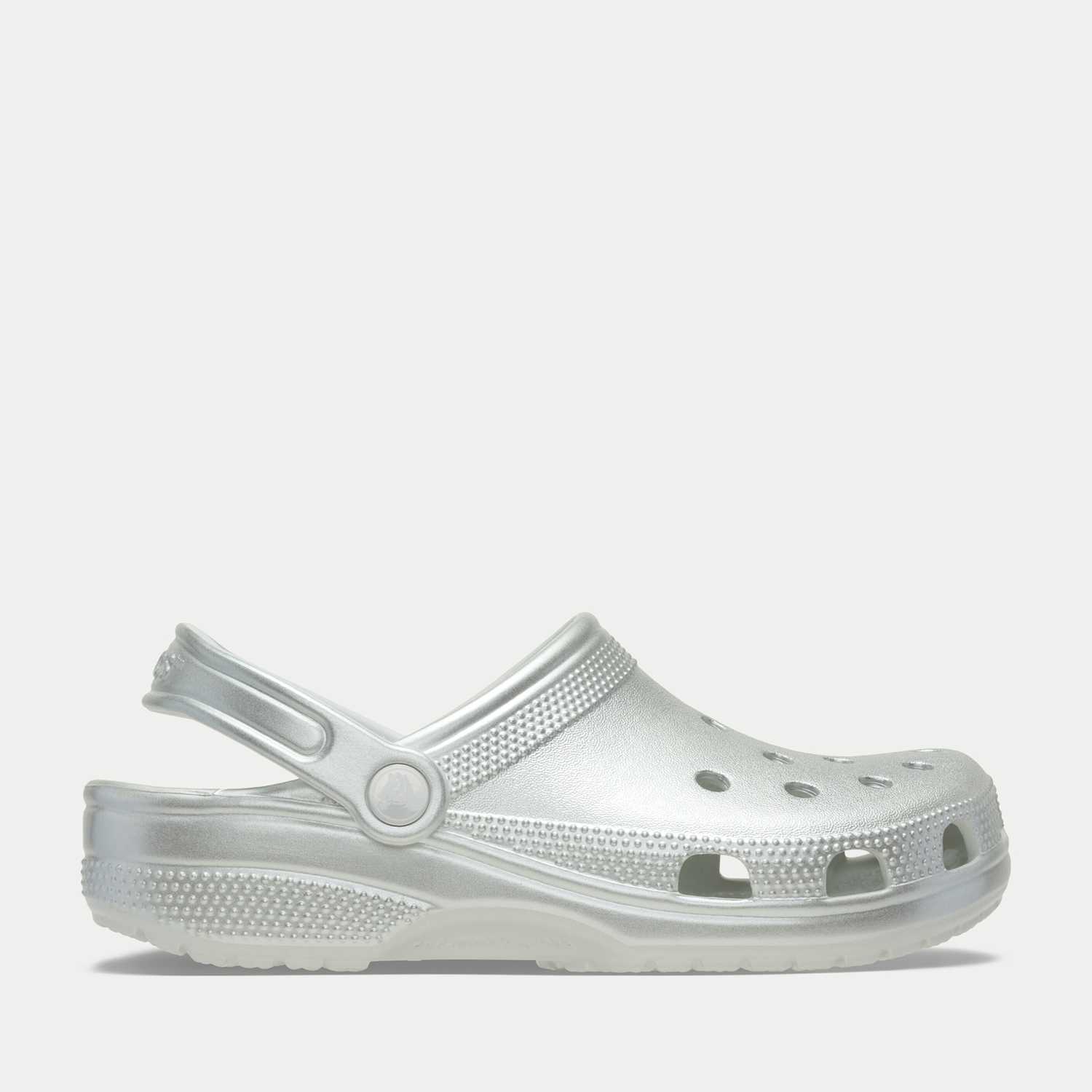 Crocs Women's Tinted Metallic Slip On Flat Clogs - 8 - Grey - Available at M&S