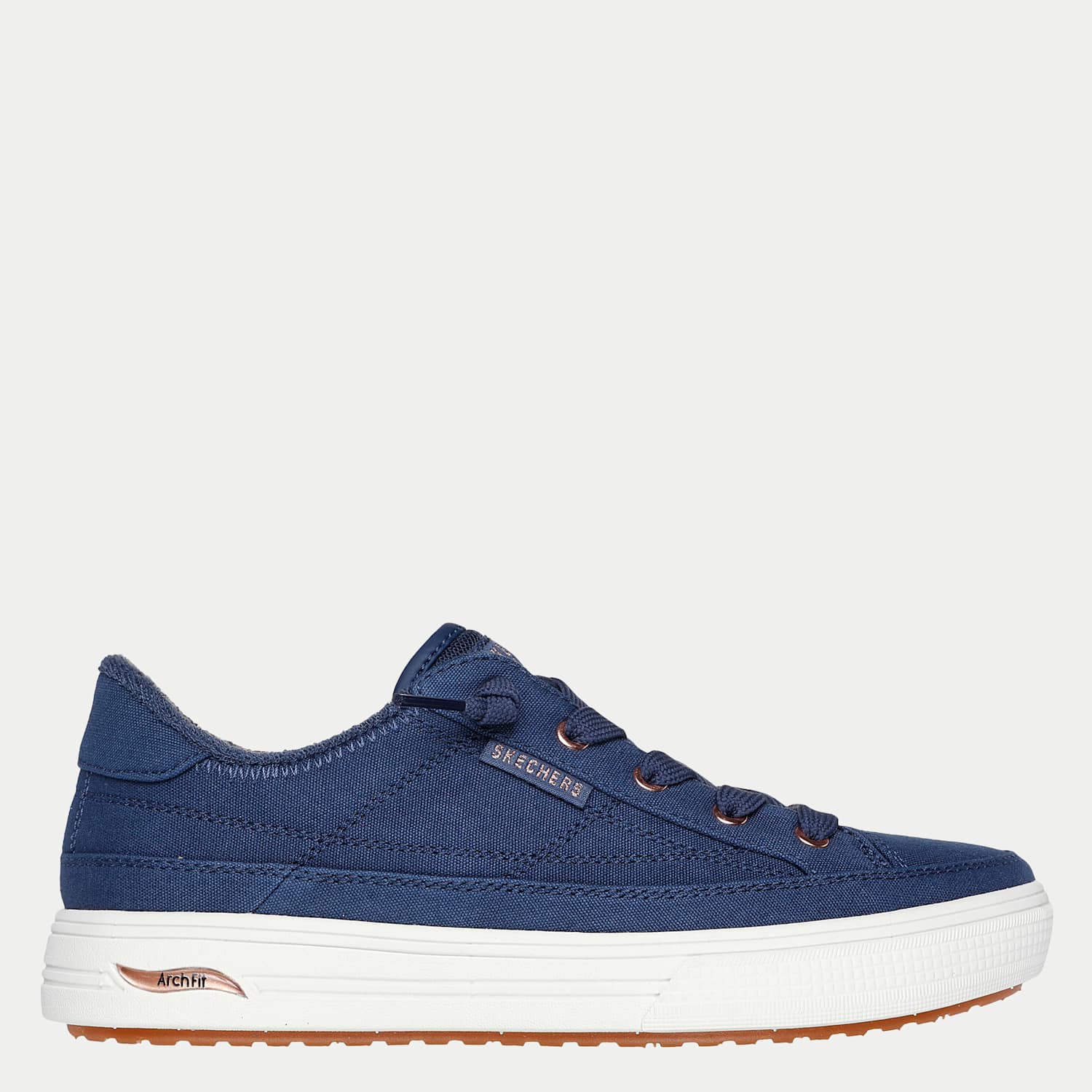 Skechers Women's Arch Fit Arcade Meet Ya There Canvas Trainers - 8 - Navy - Available at M&S