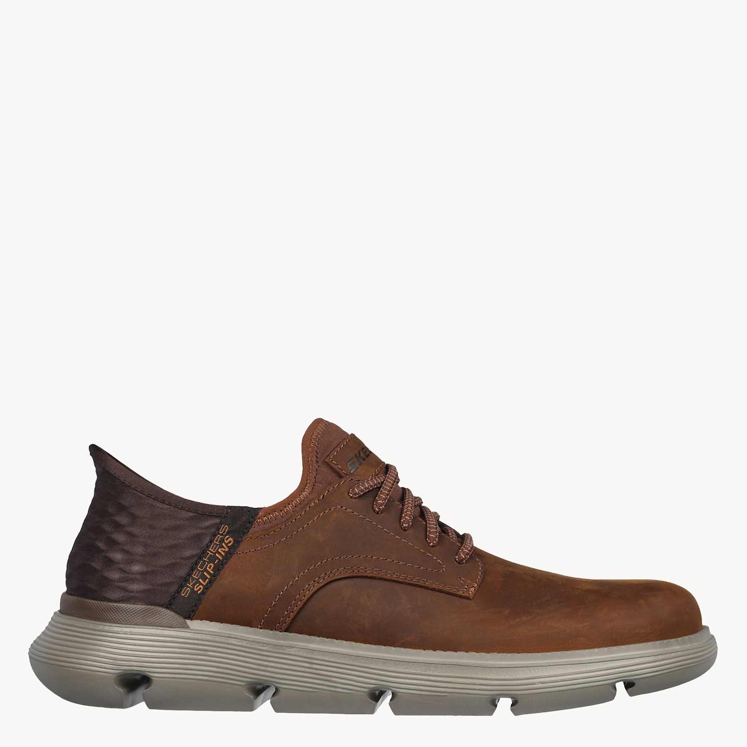Skechers Men's Garza Gervin Leather Slip-ins Trainers - 10 - Dark Brown - Available at M&S