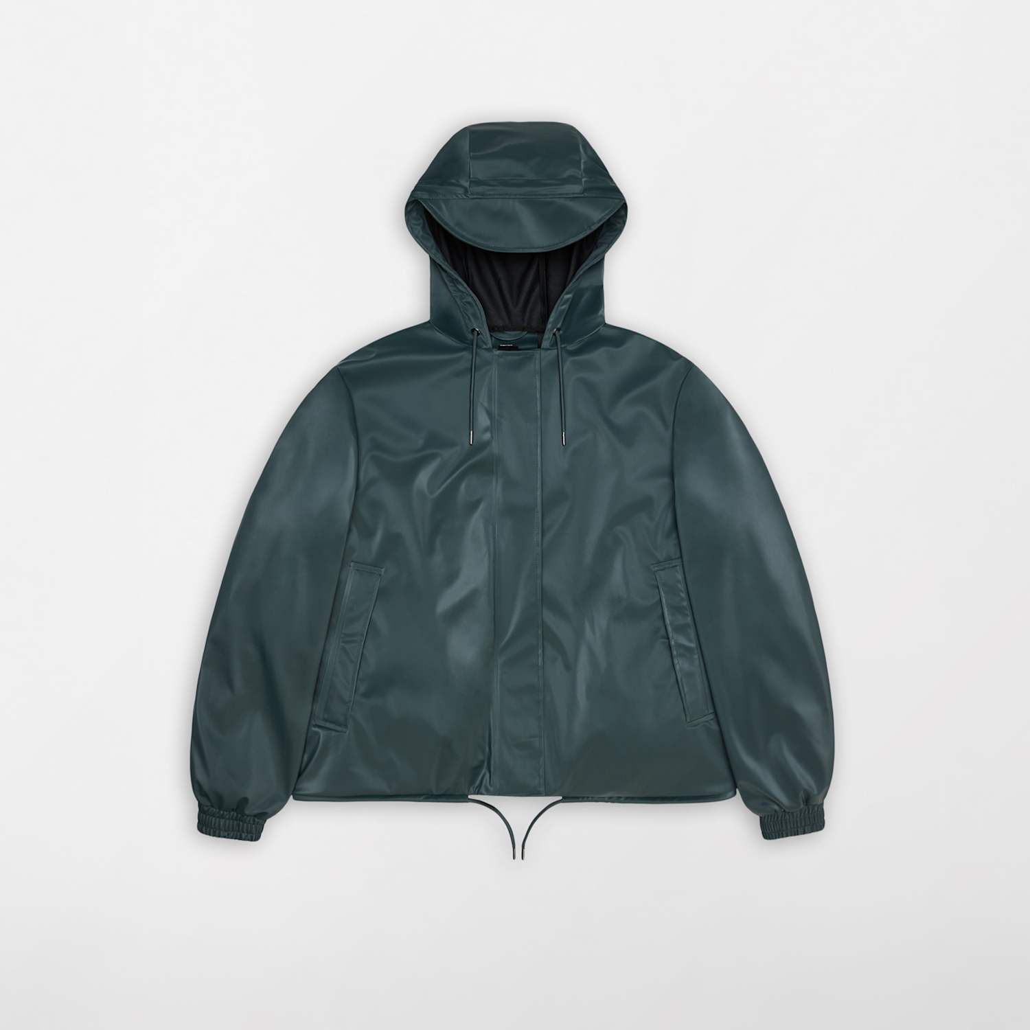 Rains Women's String Waterproof Hooded Cropped Jacket - Large - Dark Green - Available at M&S