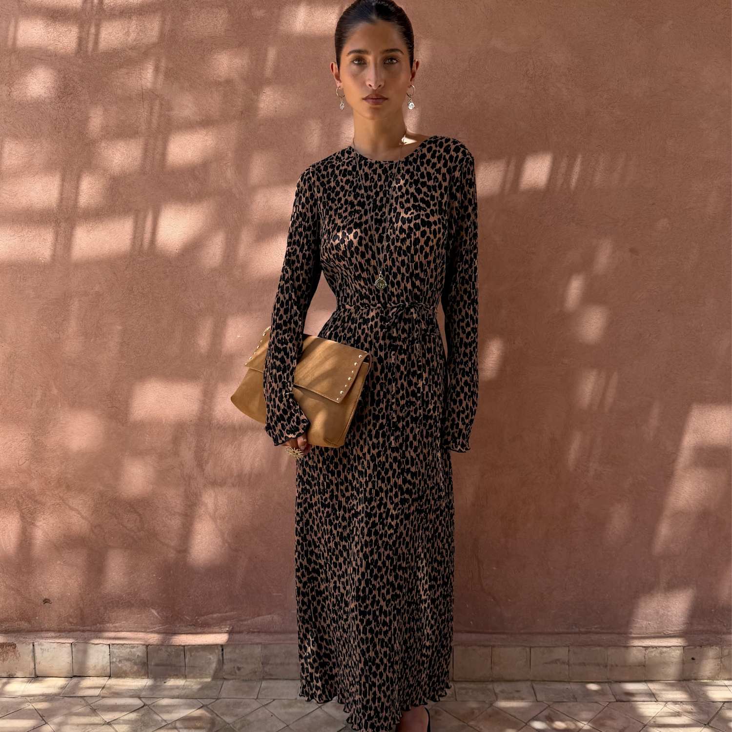 Never Fully Dressed Women's Leopard Print Midaxi Waisted Dress - Small - Brown Mix - Available at M&S