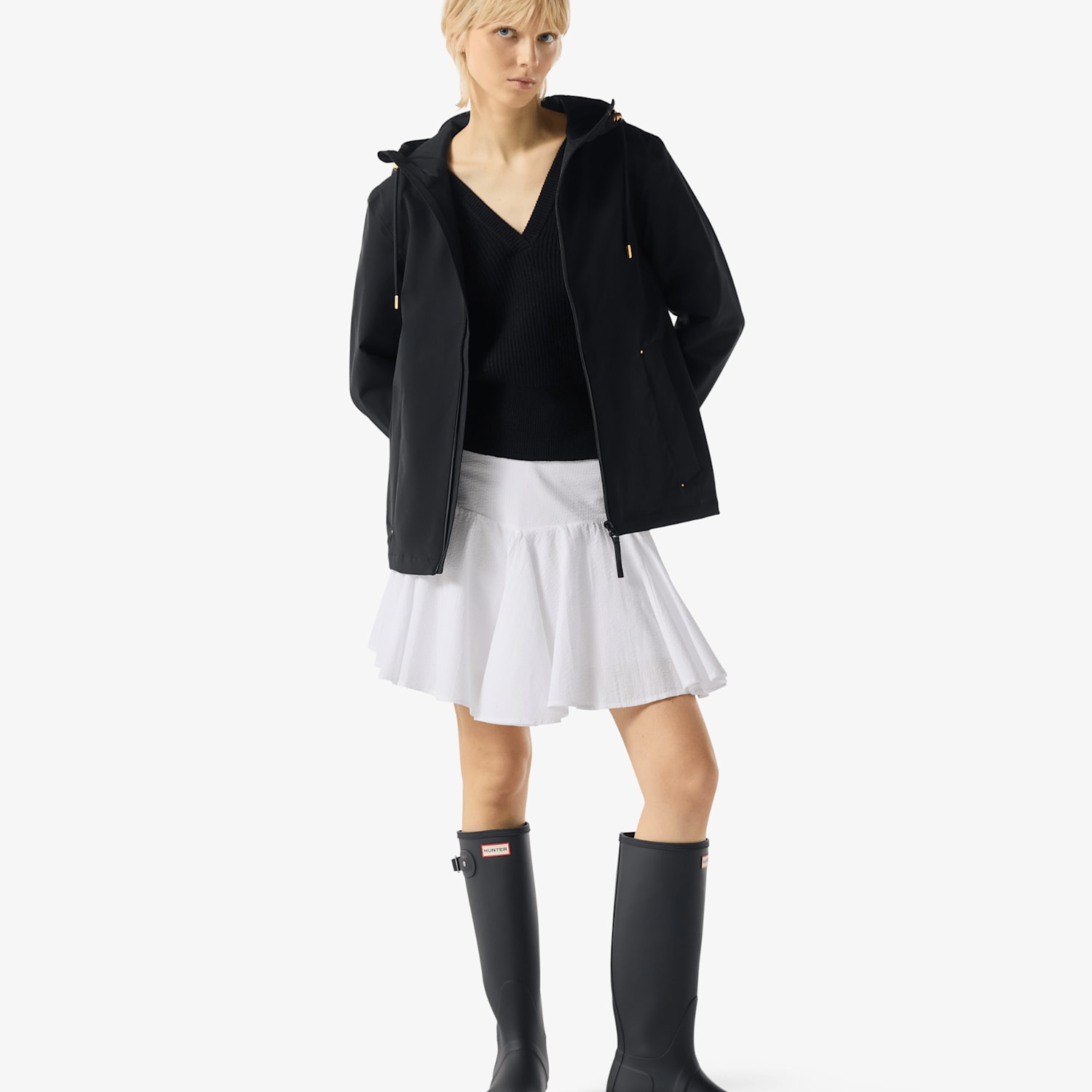 Hunter Women's Originals Waterproof Lightweight Jacket - Large - Black - Available at M&S