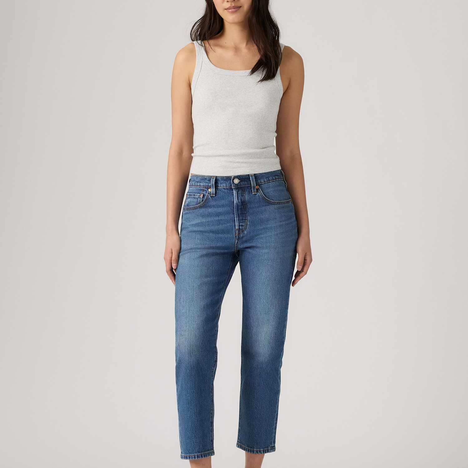 Levi's Women's 501 Straight Leg Cropped Jeans - 32/30in - Mid Blue - Available at M&S