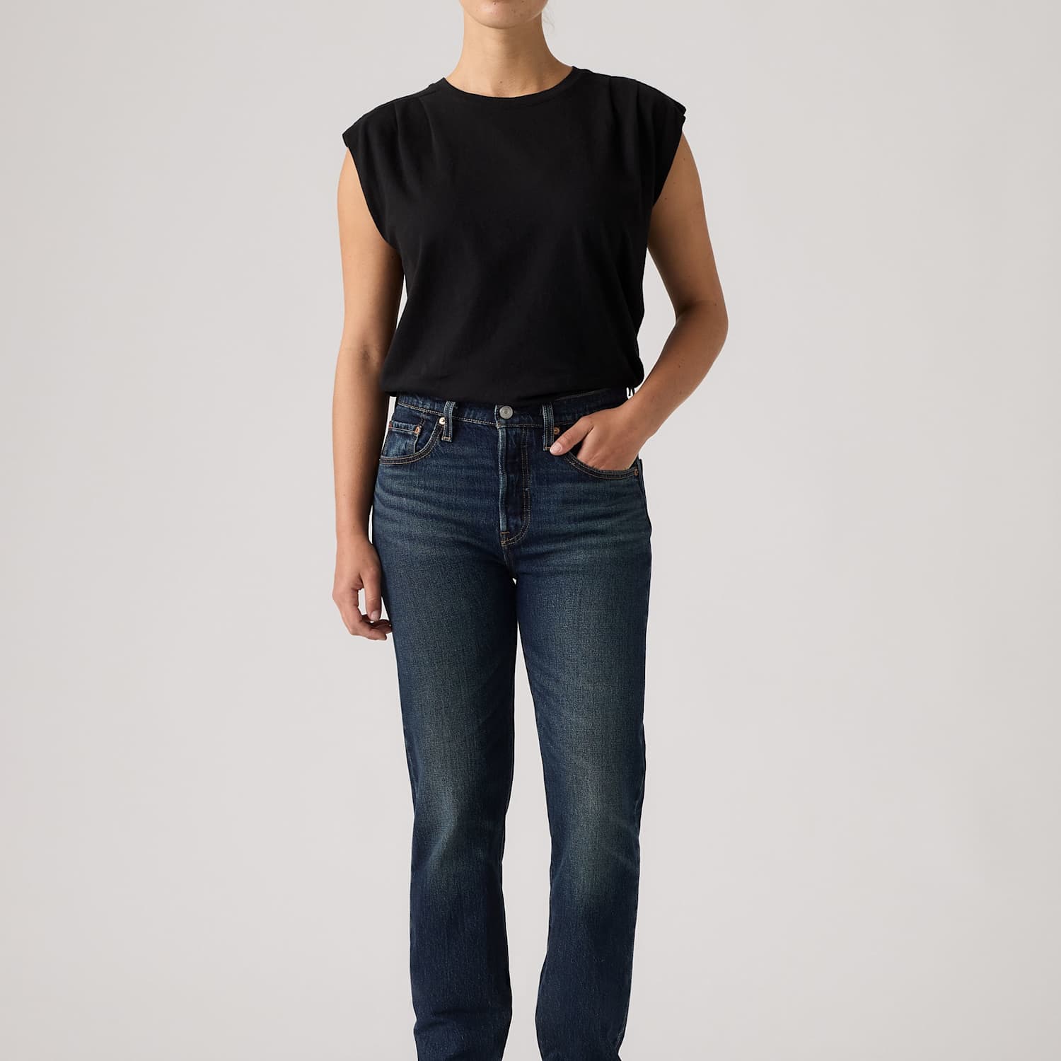 Levi's 501 Straight Leg Jeans for Women - 32/32in - Dark Blue - Available at M&S