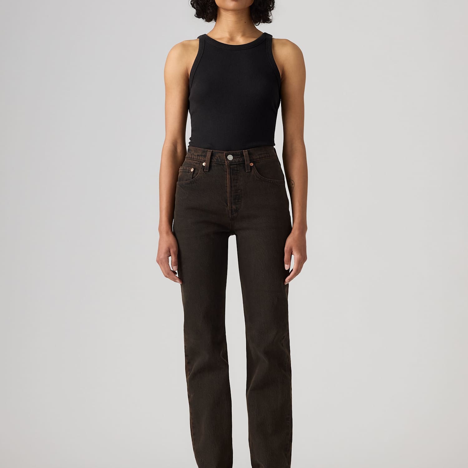 Levi's 501 Straight Leg Jeans for Women - 30/32in - Khaki - Available at M&S