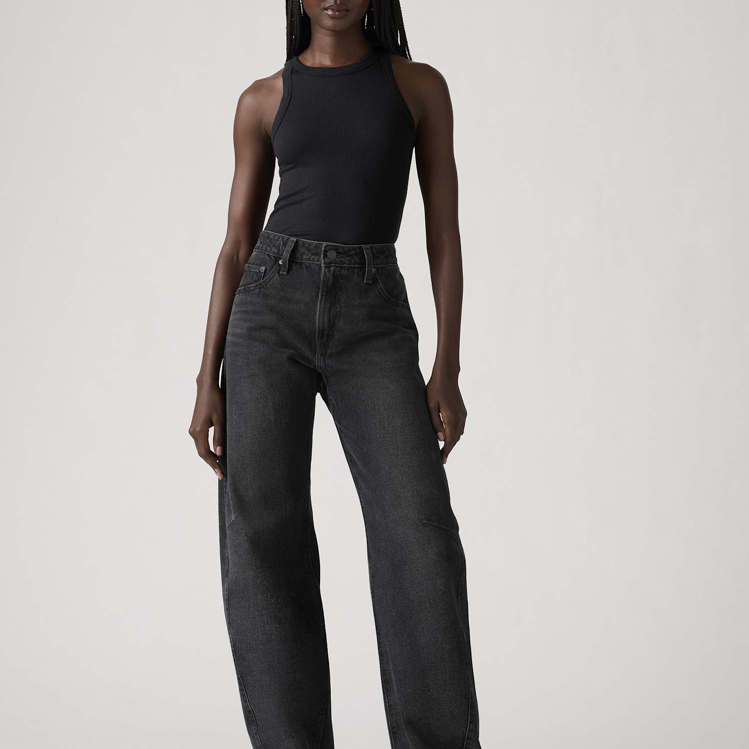 Levi's Women's Baggy Mid Rise Barrel Leg Dad Jeans - 26/30in - Dark Blue - Available at M&S