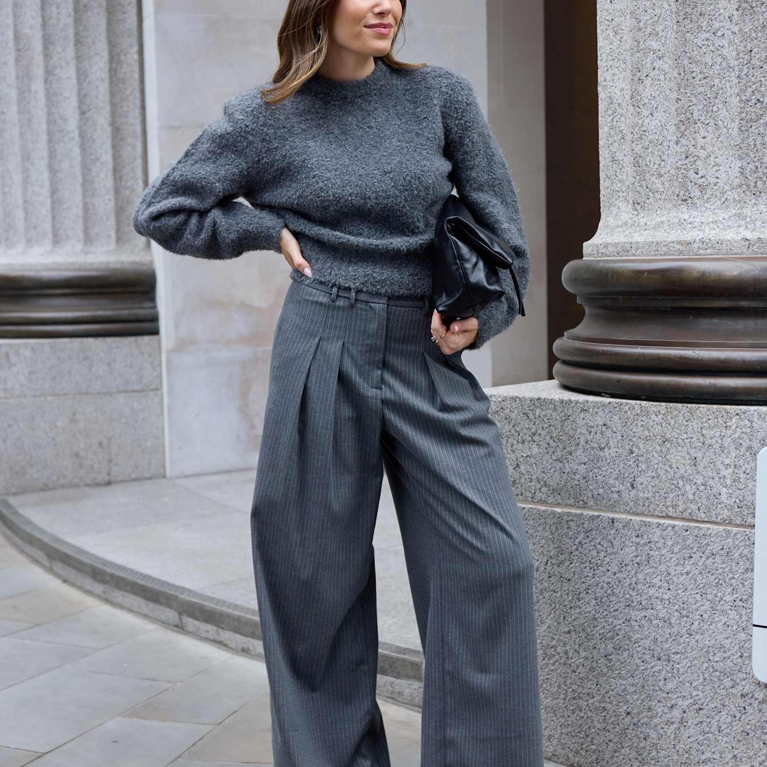 Wat The Brand Women's Woven Pinstripe Tailored Wide Leg Trousers - Extra Small - Grey Mix - Available at M&S