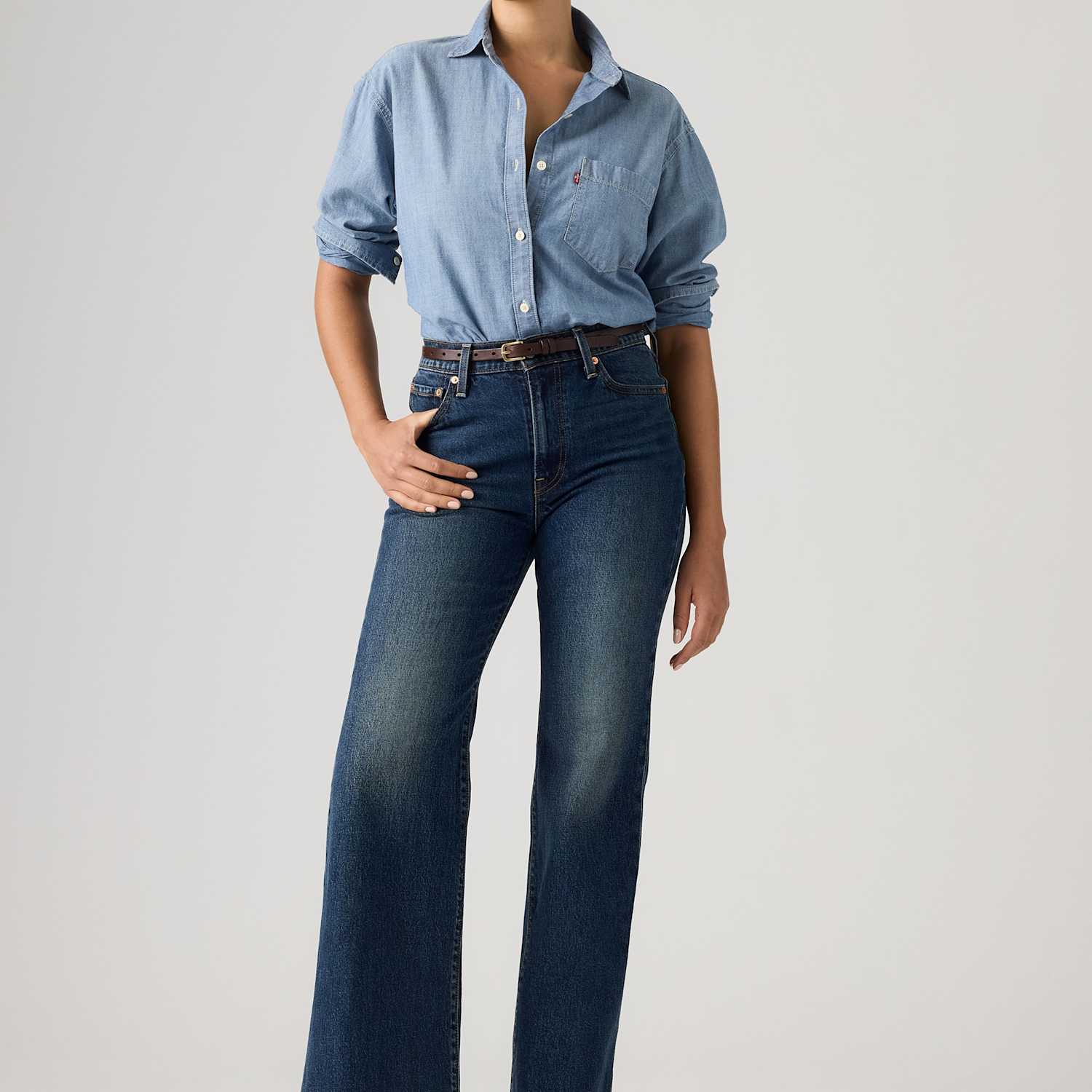 Levi's Women's Ribcage Flare Jeans - 29/32in - Dark Blue - Available at M&S