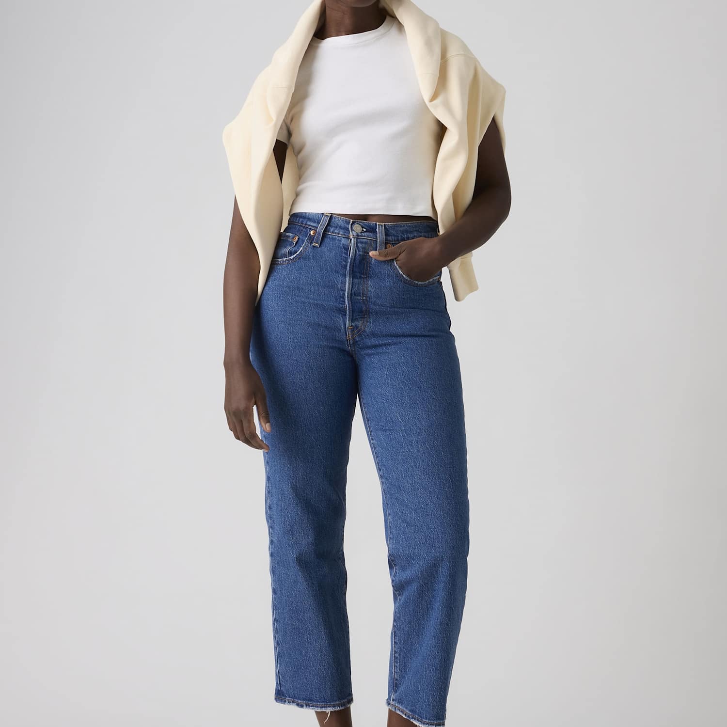 Levi's Women's Ribcage Straight Ankle Jeans - 28/31in - Mid Blue - Available at M&S