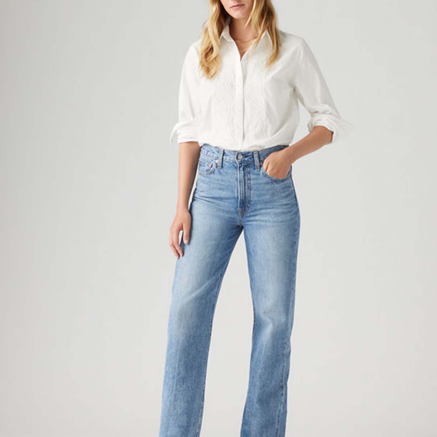 Levi's Women's Ribcage Wide Leg Jeans - 31/30in - Light Blue - Available at M&S