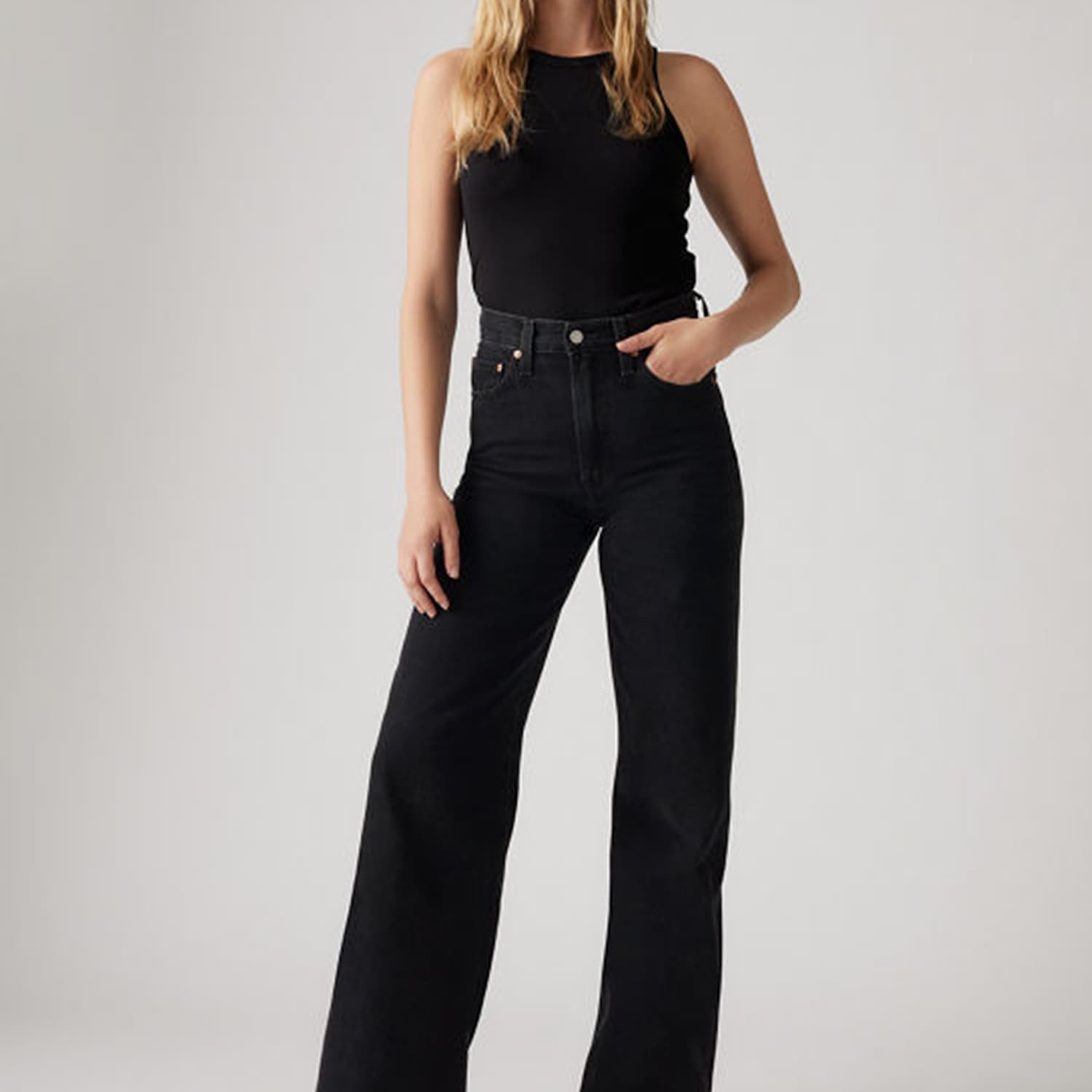 Levi's Women's Ribcage Wide Leg Jeans - 31/32in - Black - Available at M&S