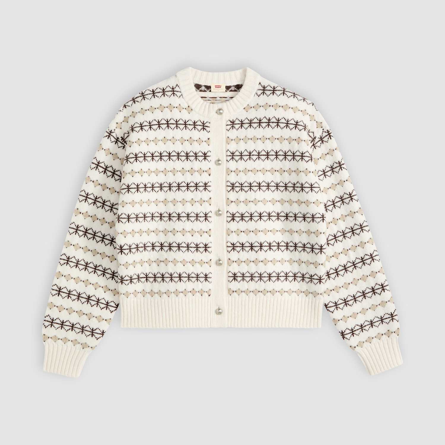 Levi's Women's Patterned Crew Neck Cardigan - Large - White Mix - Available at M&S
