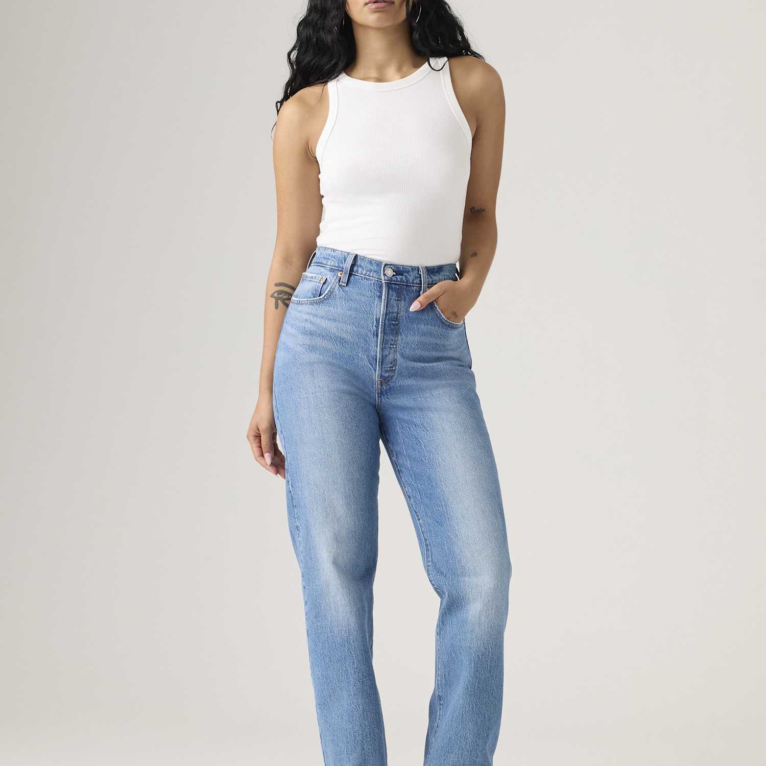 Levi's Women's Ribcage Full Length Jeans - 29/32in - Mid Blue - Available at M&S