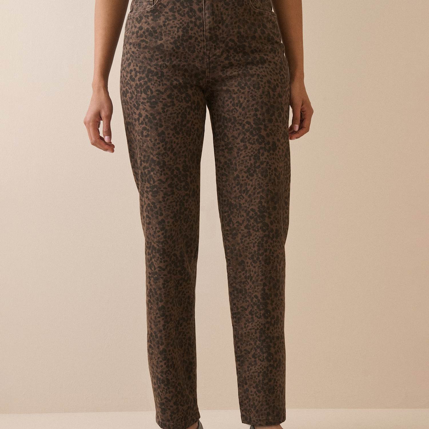 Nobody's Child Women's Mid Rise Animal Print Cigarette Jeans - 14 - Brown - Available at M&S