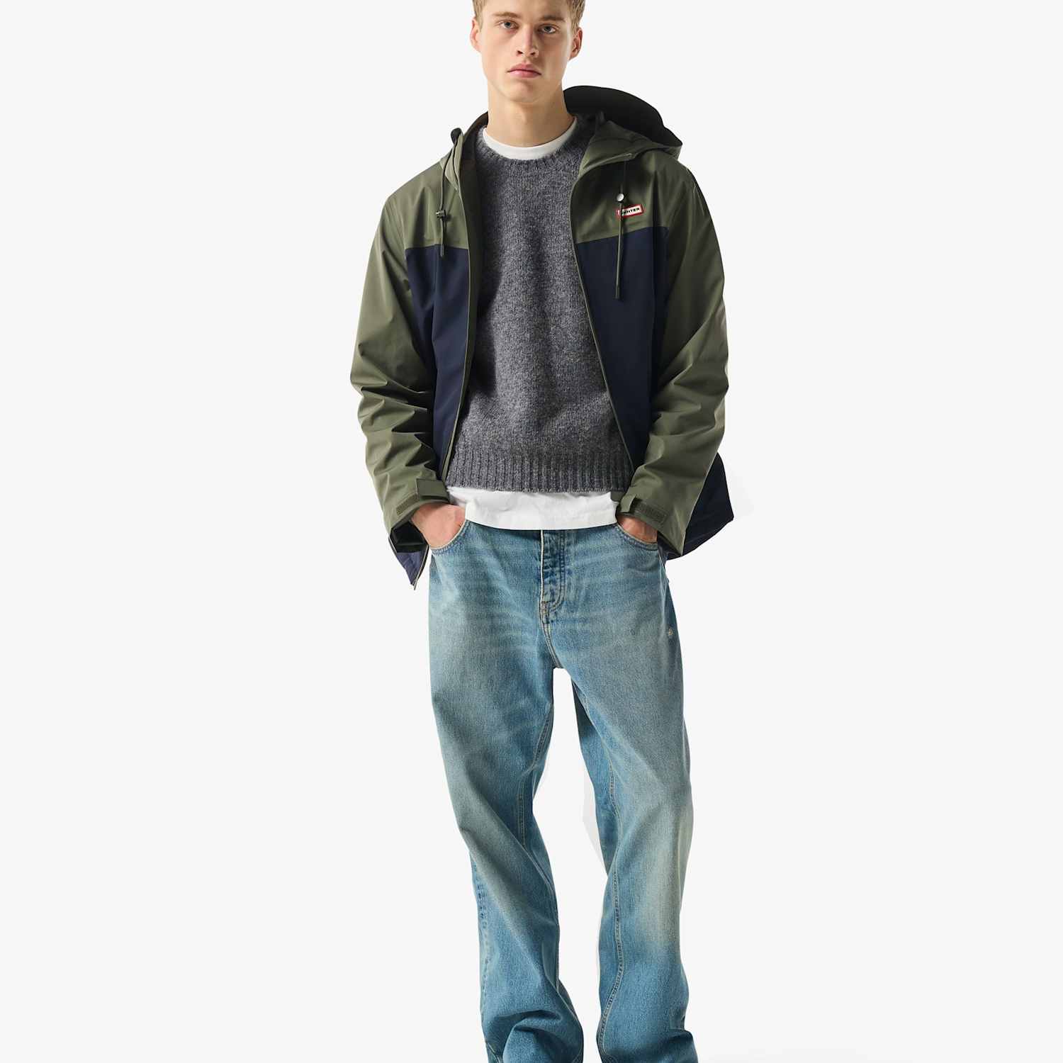 Hunter Men's Waterproof Hooded Jacket - M - Green Mix - Available at M&S