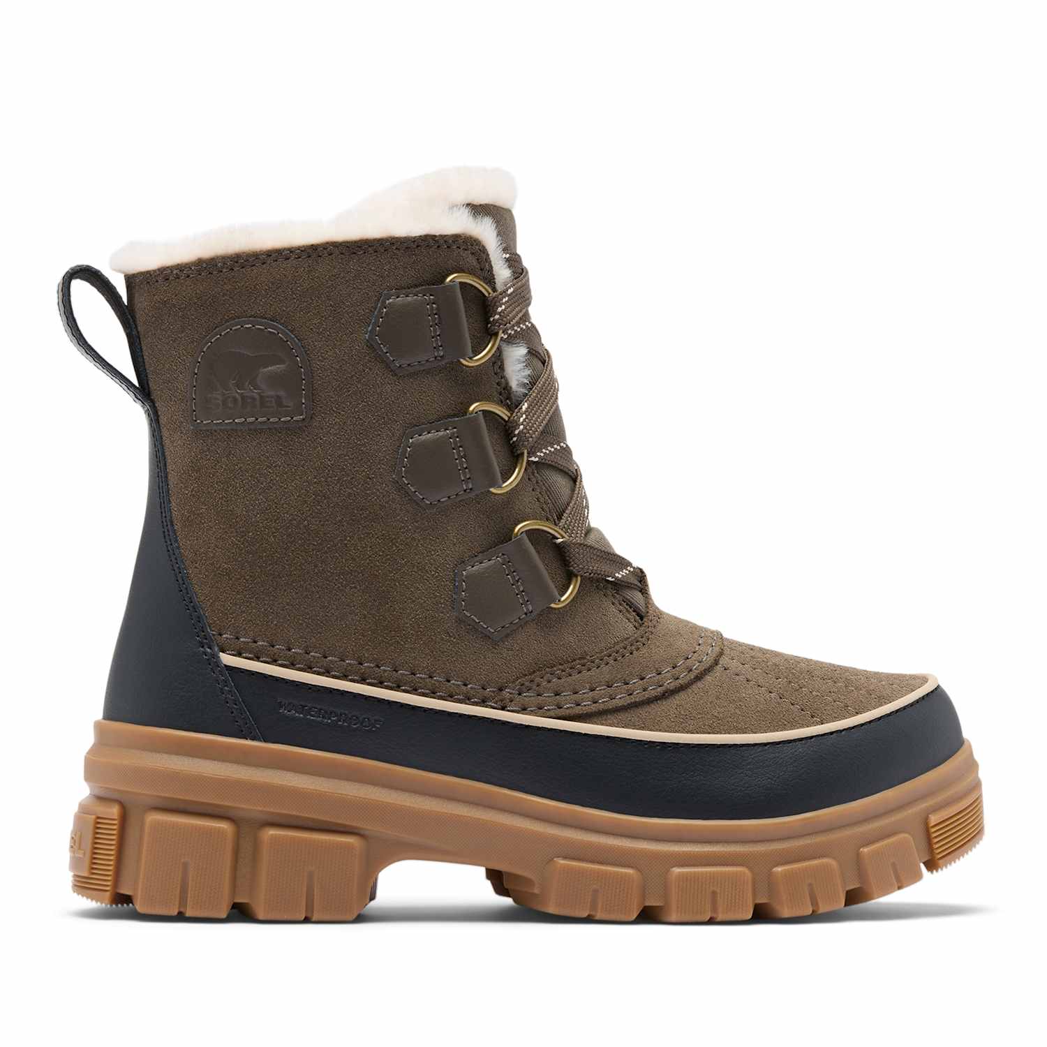 Sorel Women's Suede Torino Lace Up Snow Boots - 6 - Khaki Mix - Available at M&S