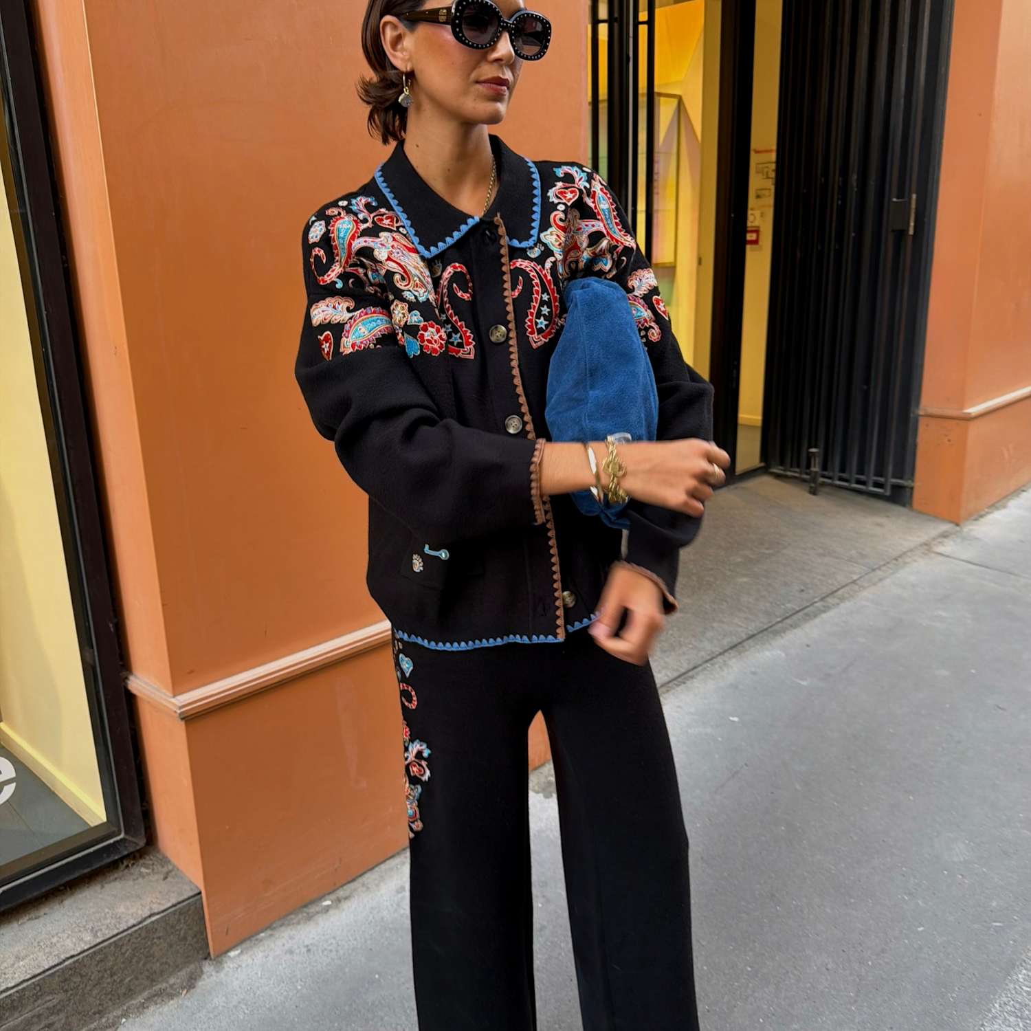 Never Fully Dressed Women's Embroidered Collared Relaxed Cardigan - Extra Large - Black Mix - Available at M&S